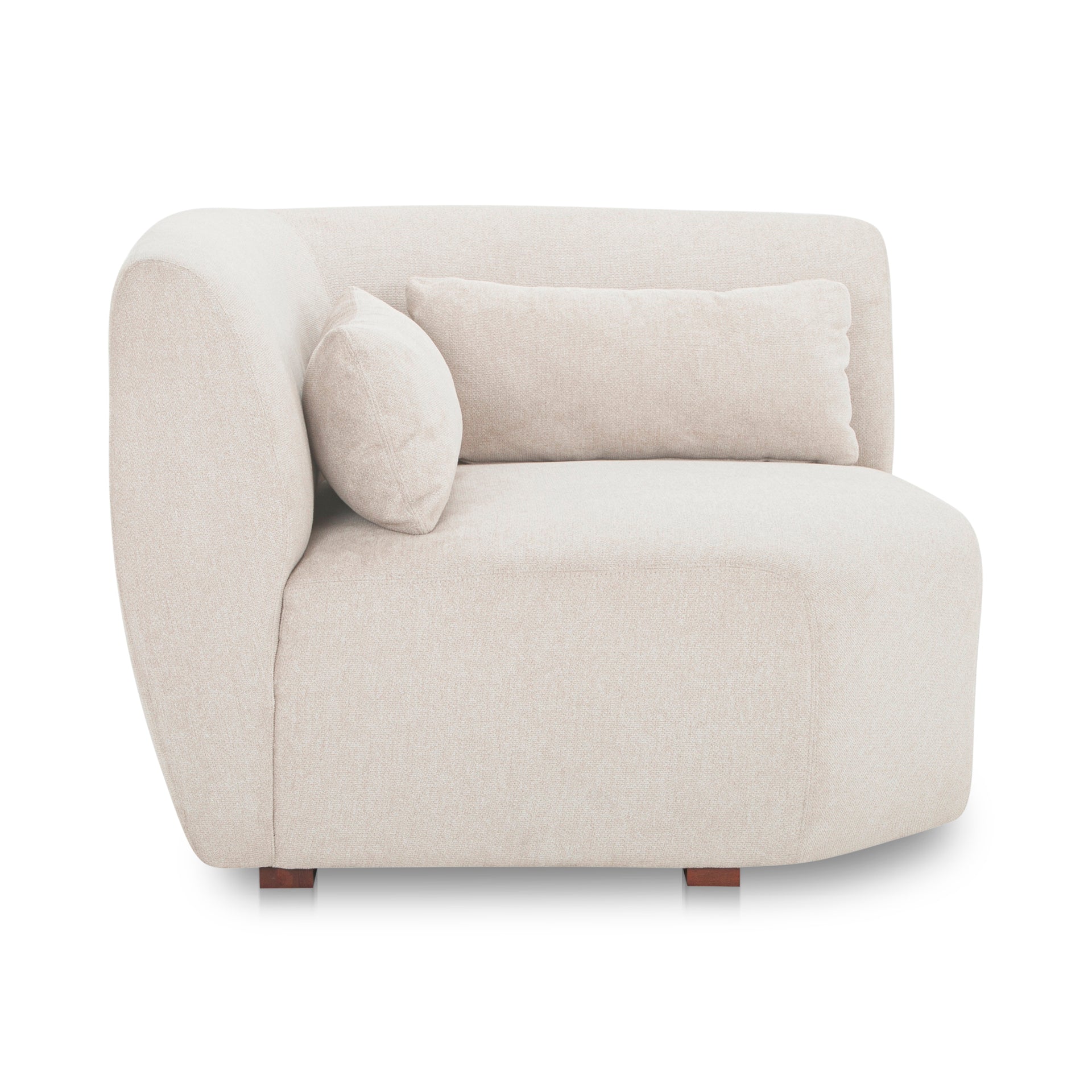 Emery Corner Chair, Contemporary Design, Warm White Upholstery