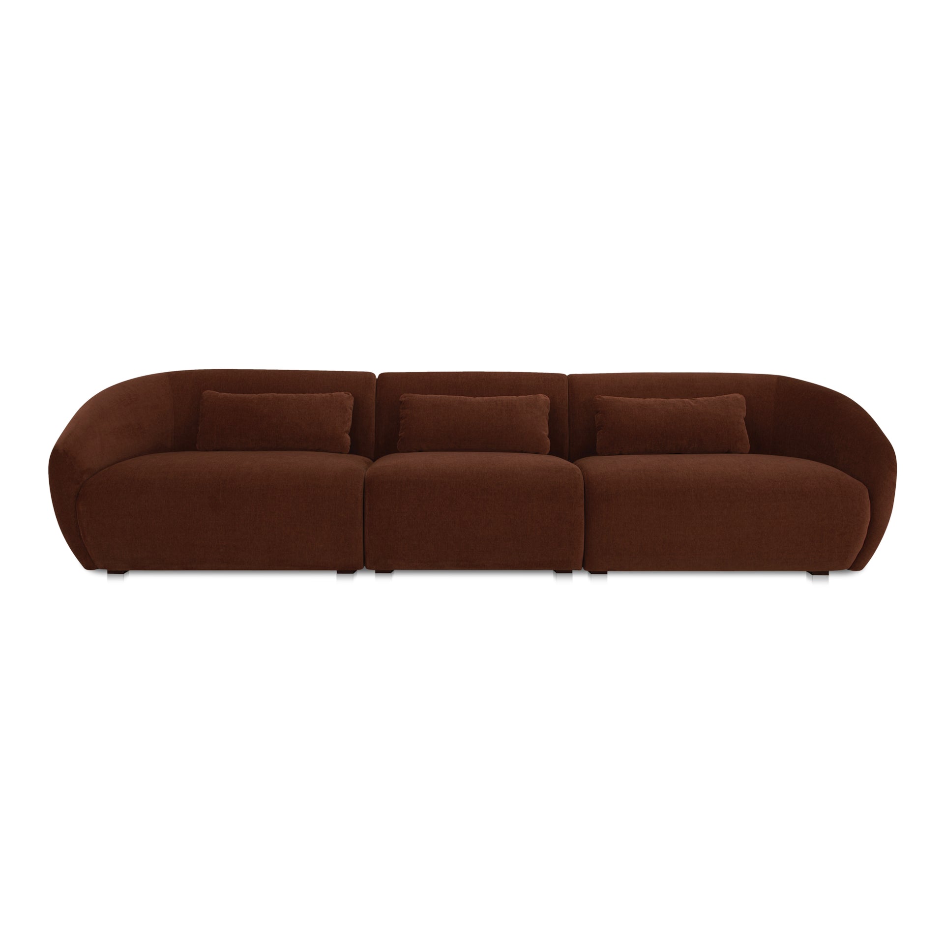 Emery Modular Sofa, 3-Seater, Contemporary Design, Chestnut Brown Upholstery