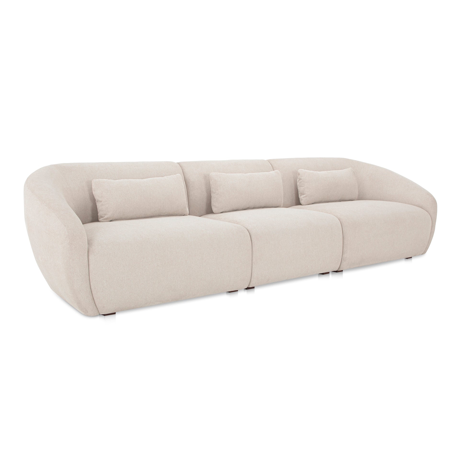Emery Modular Sofa, 3-Seater, Contemporary Design, Warm White Upholstery