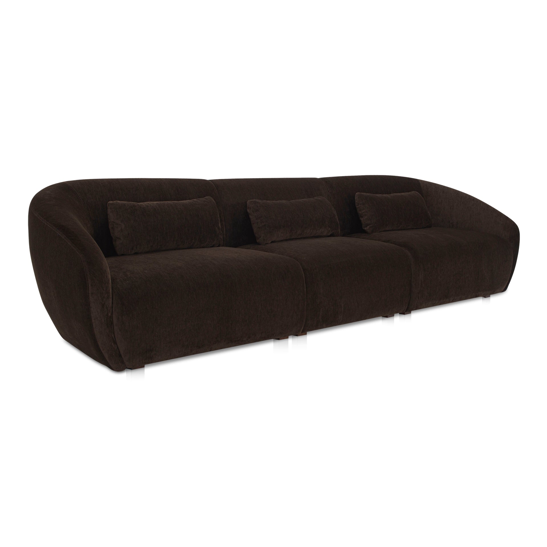 Emery Modular Sofa, 3-Seater, Contemporary Design, Espresso Brown Upholstery