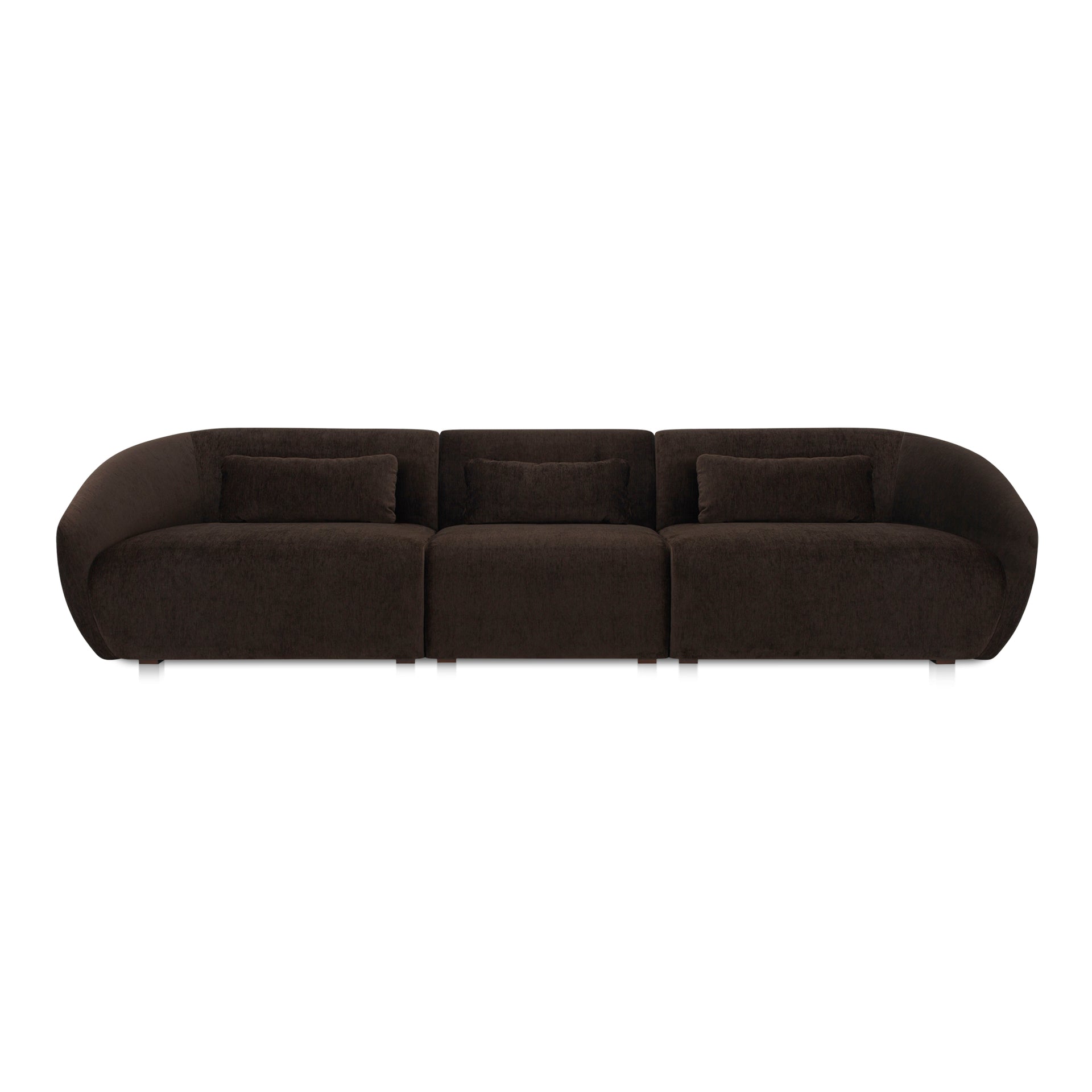 Emery Modular Sofa, 3-Seater, Contemporary Design, Espresso Brown Upholstery