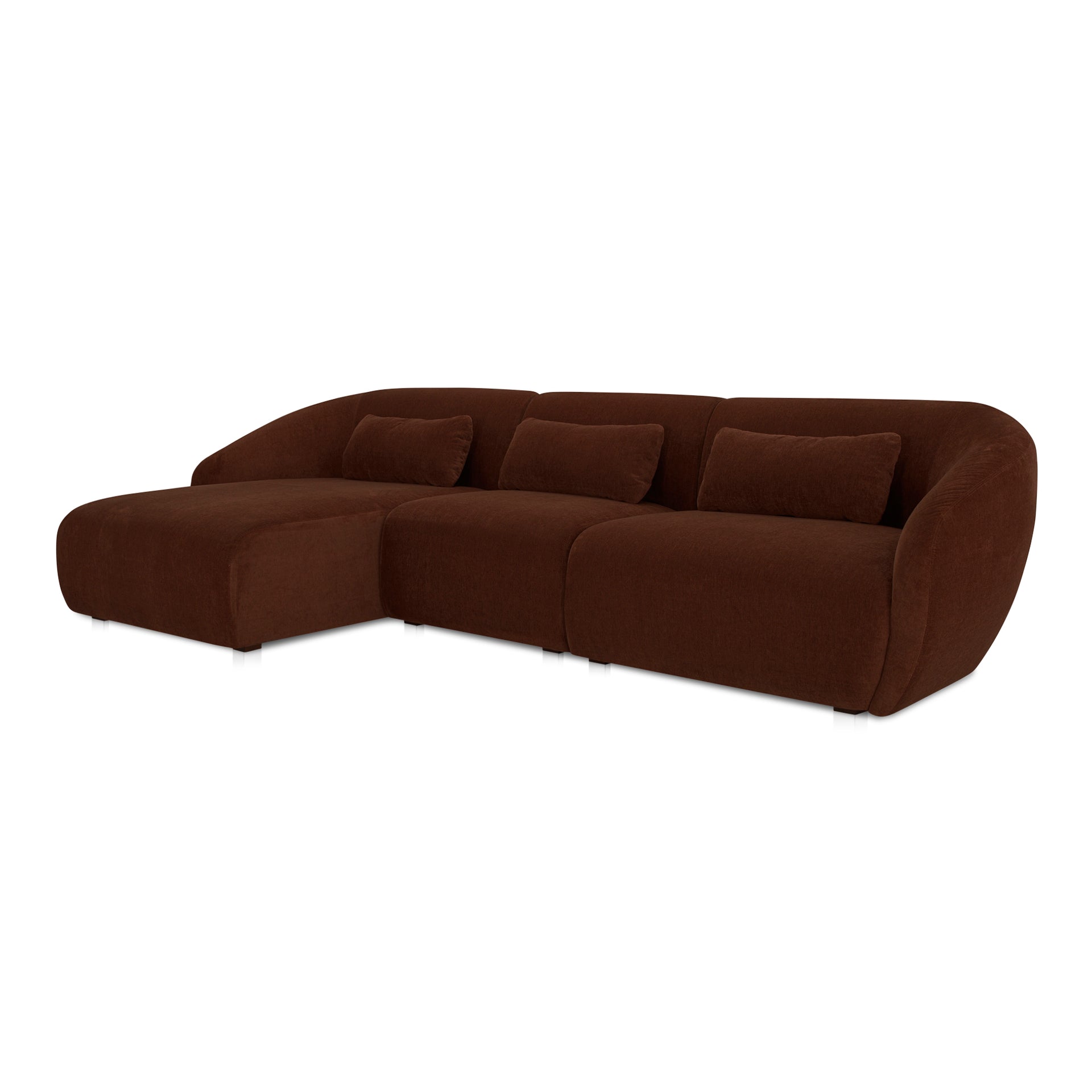 Emery Lounge Modular Sectional Left, 4-Seater, Contemporary Design, Chestnut Brown Upholstery