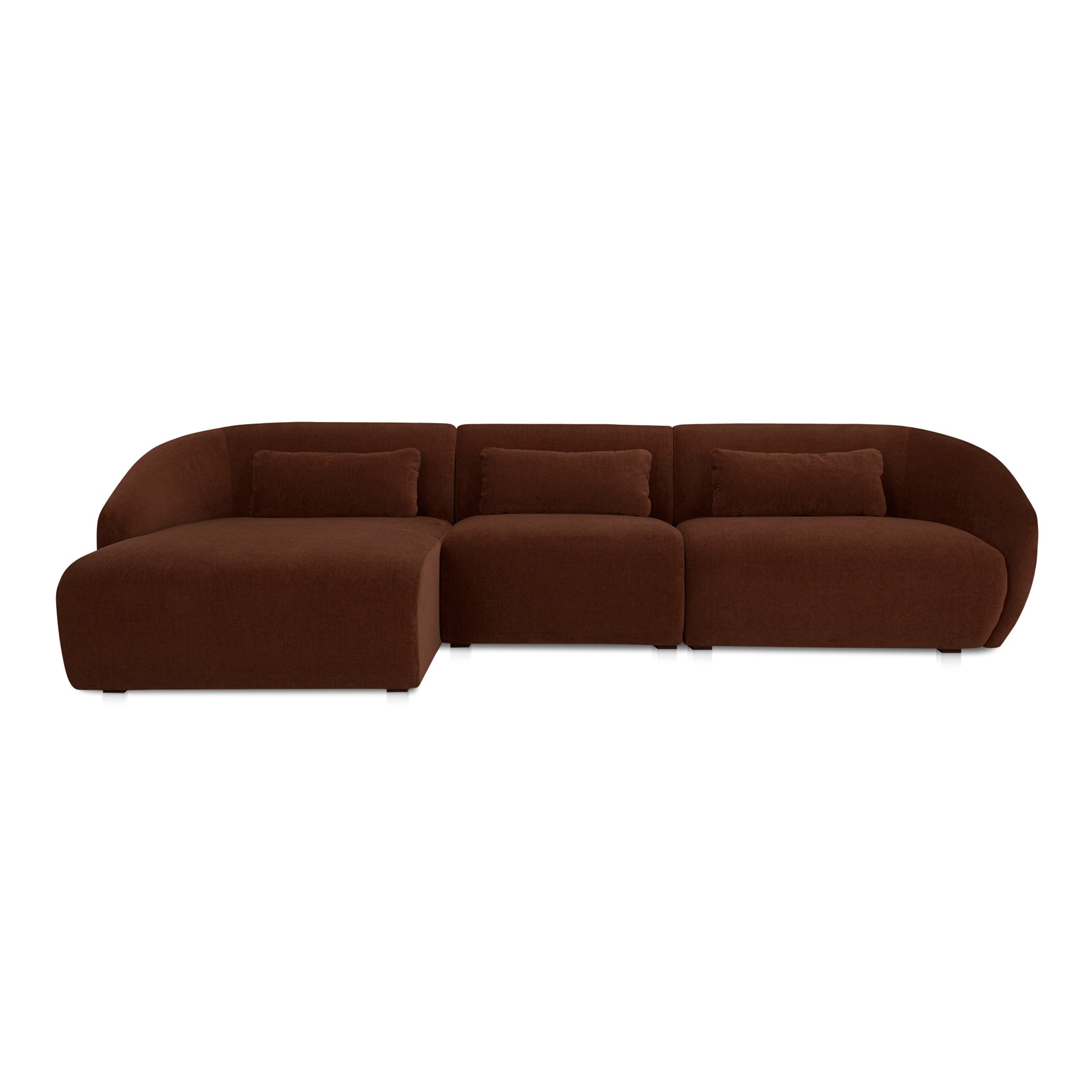 Emery Lounge Modular Sectional Left, 4-Seater, Contemporary Design, Chestnut Brown Upholstery