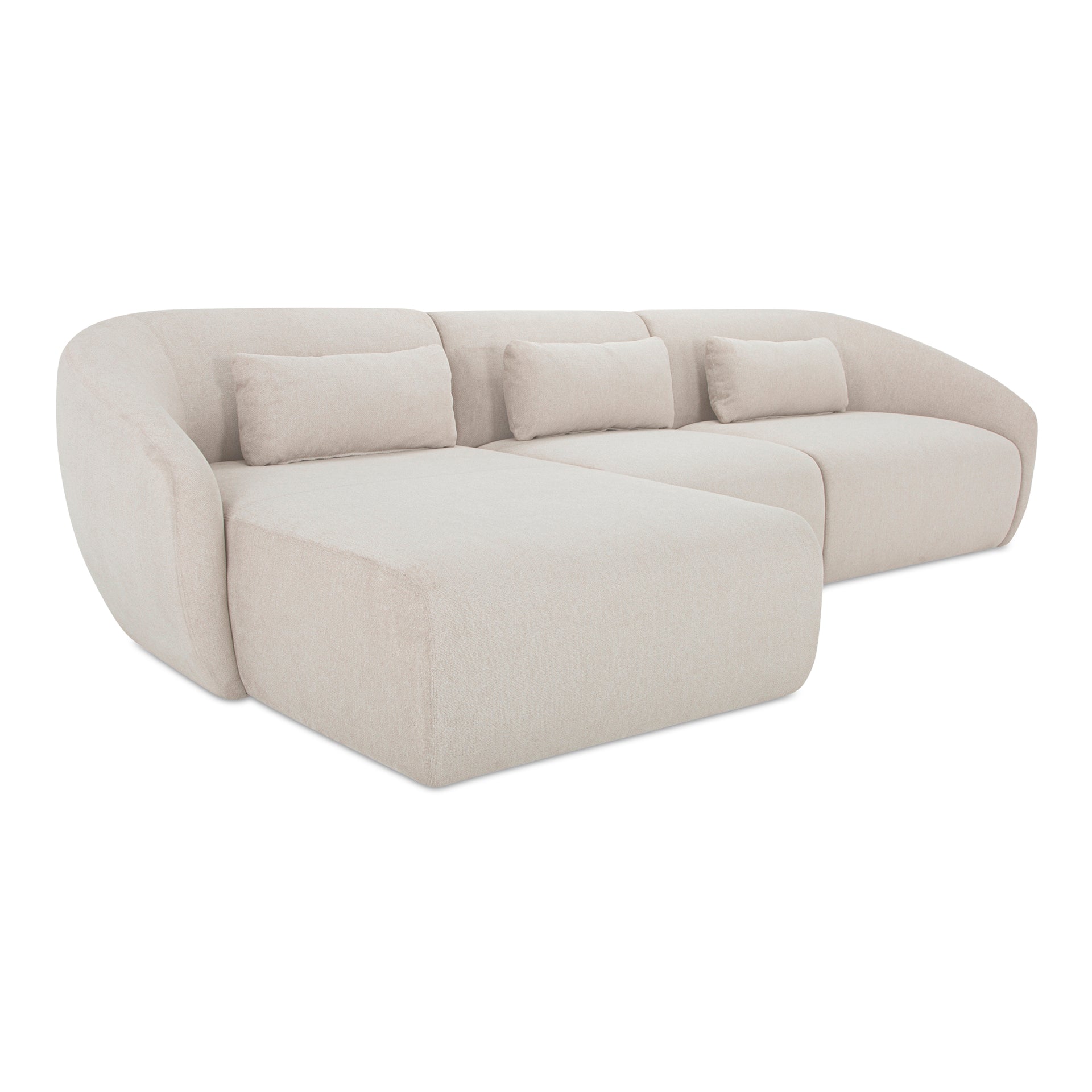 Emery Lounge Modular Sectional Left, 4-Seater, Contemporary Design, Warm White Upholstery