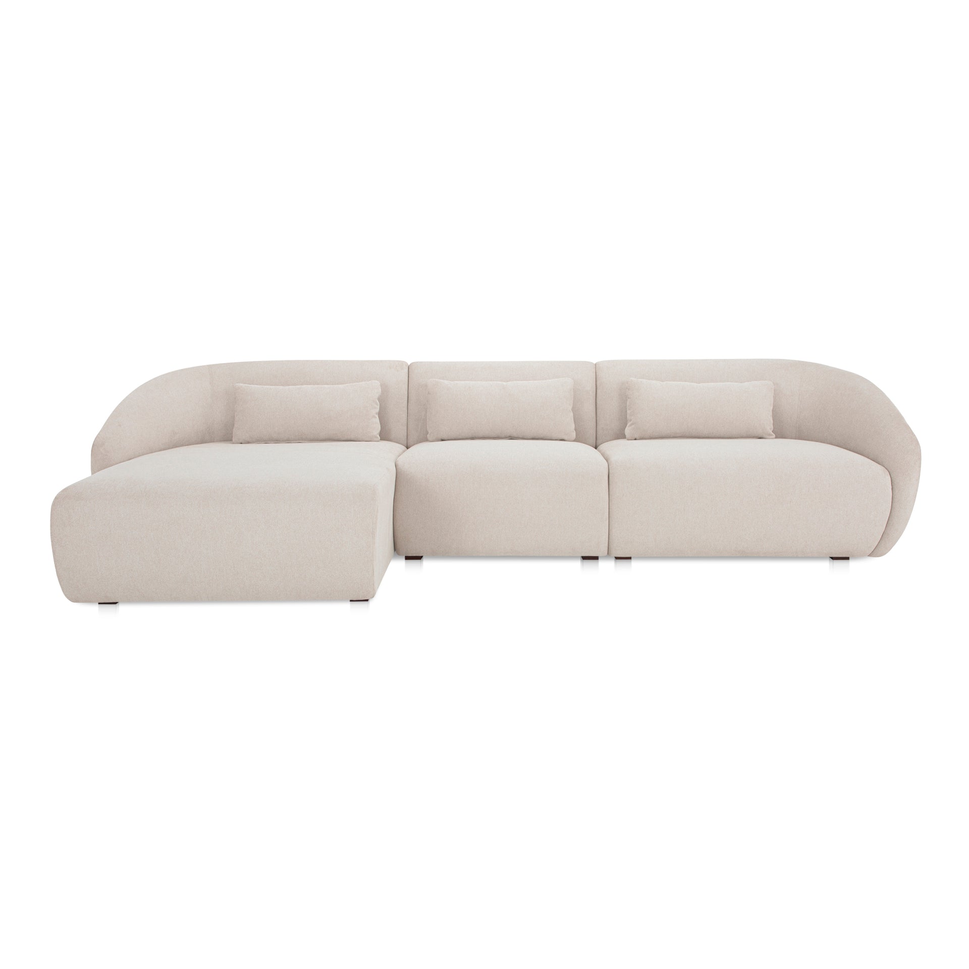 Emery Lounge Modular Sectional Left, 4-Seater, Contemporary Design, Warm White Upholstery