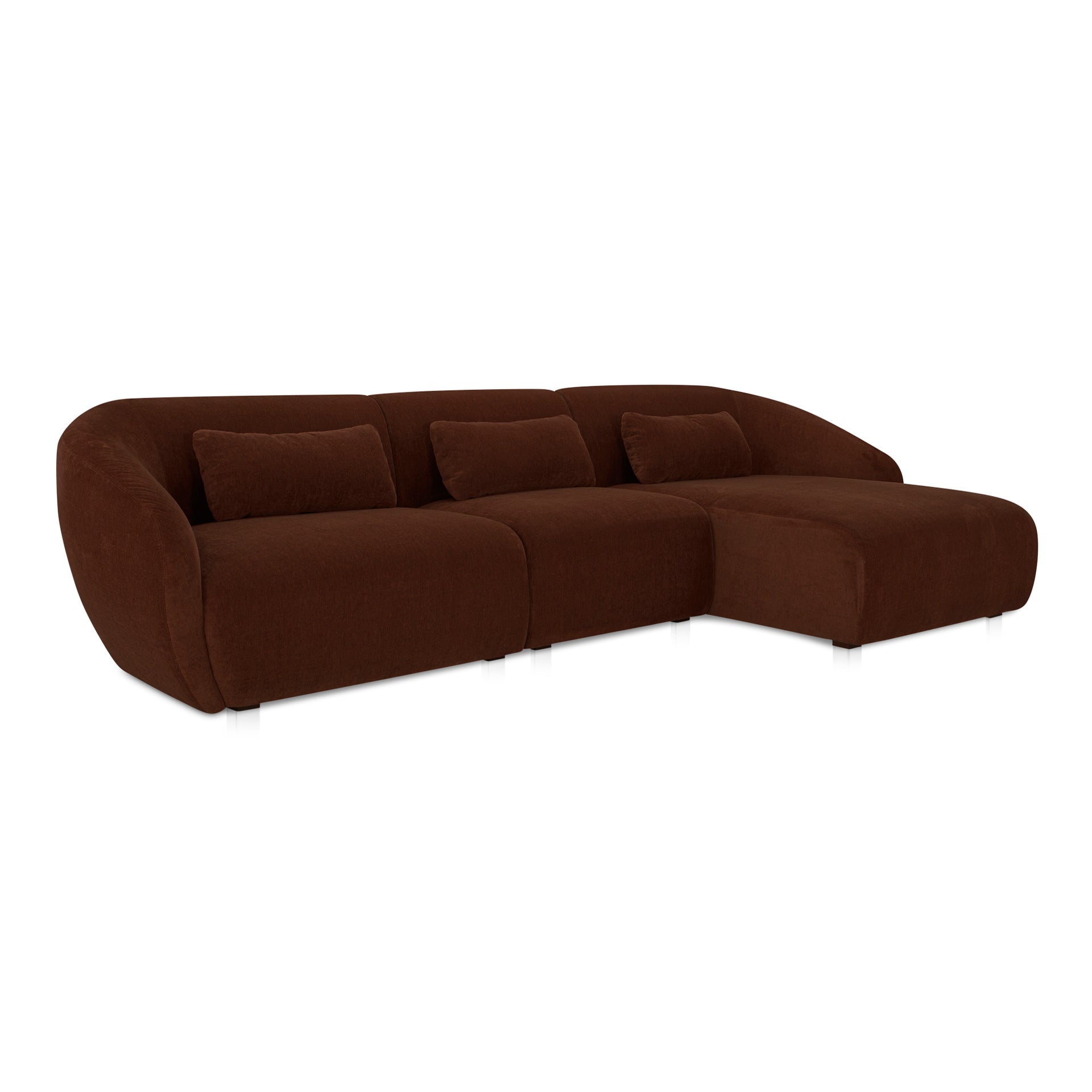 Emery Lounge Modular Sectional Right, 4-Seater, Contemporary Design, Chestnut Brown Upholstery
