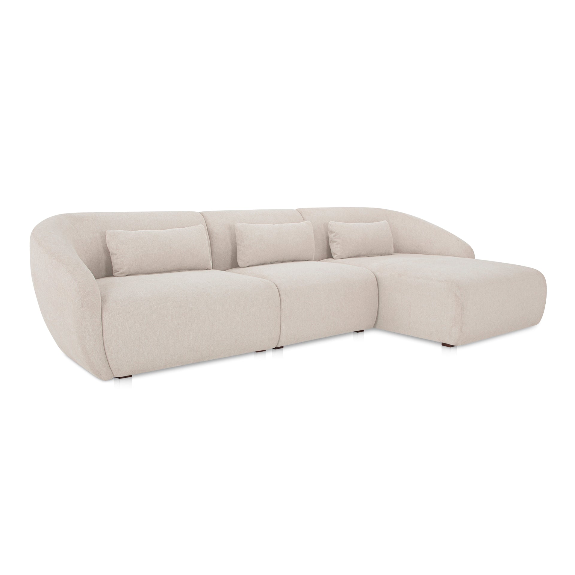 Emery Lounge Modular Sectional Right, 4-Seater, Contemporary Design, Warm White Upholstery