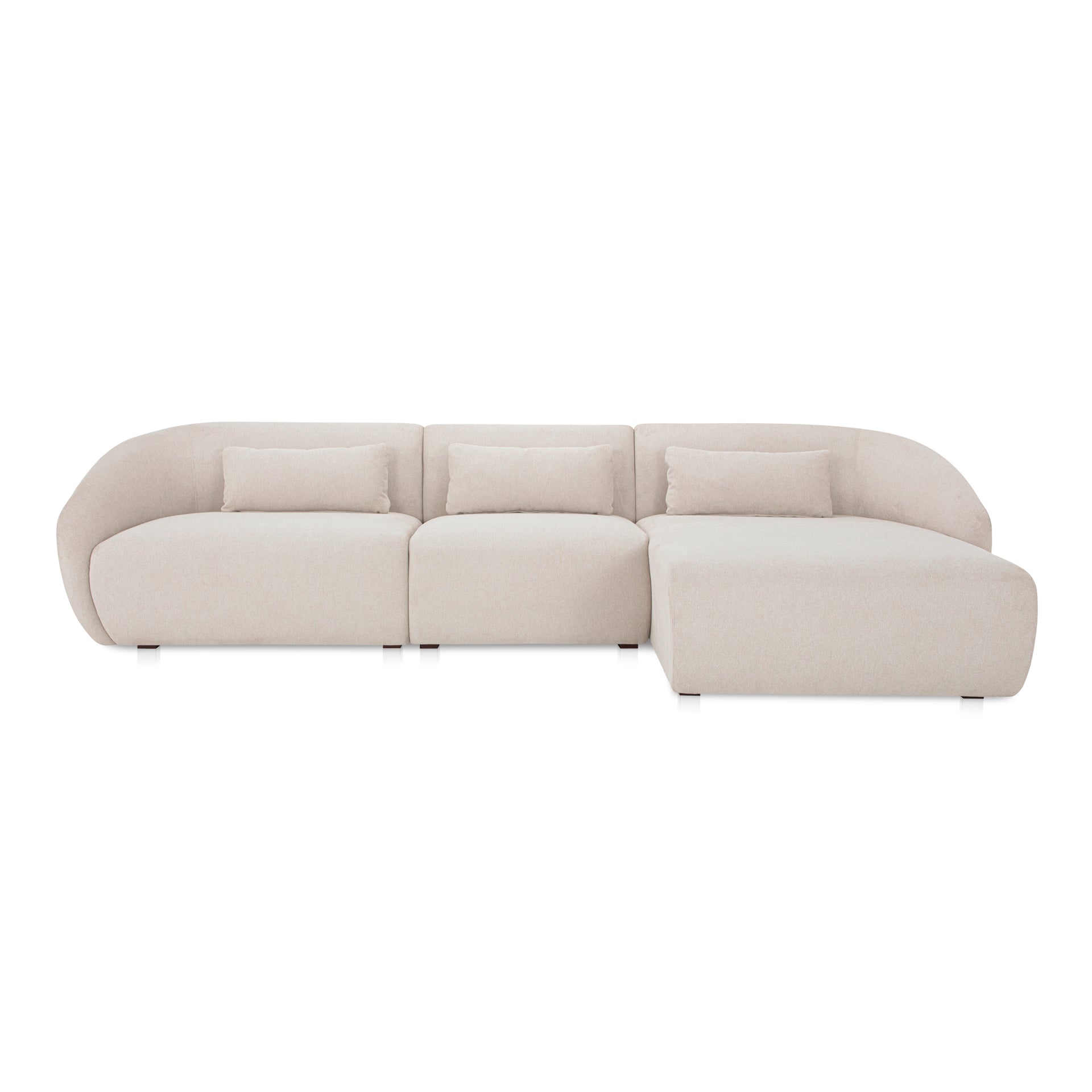 Emery Lounge Modular Sectional Right, 4-Seater, Contemporary Design, Warm White Upholstery