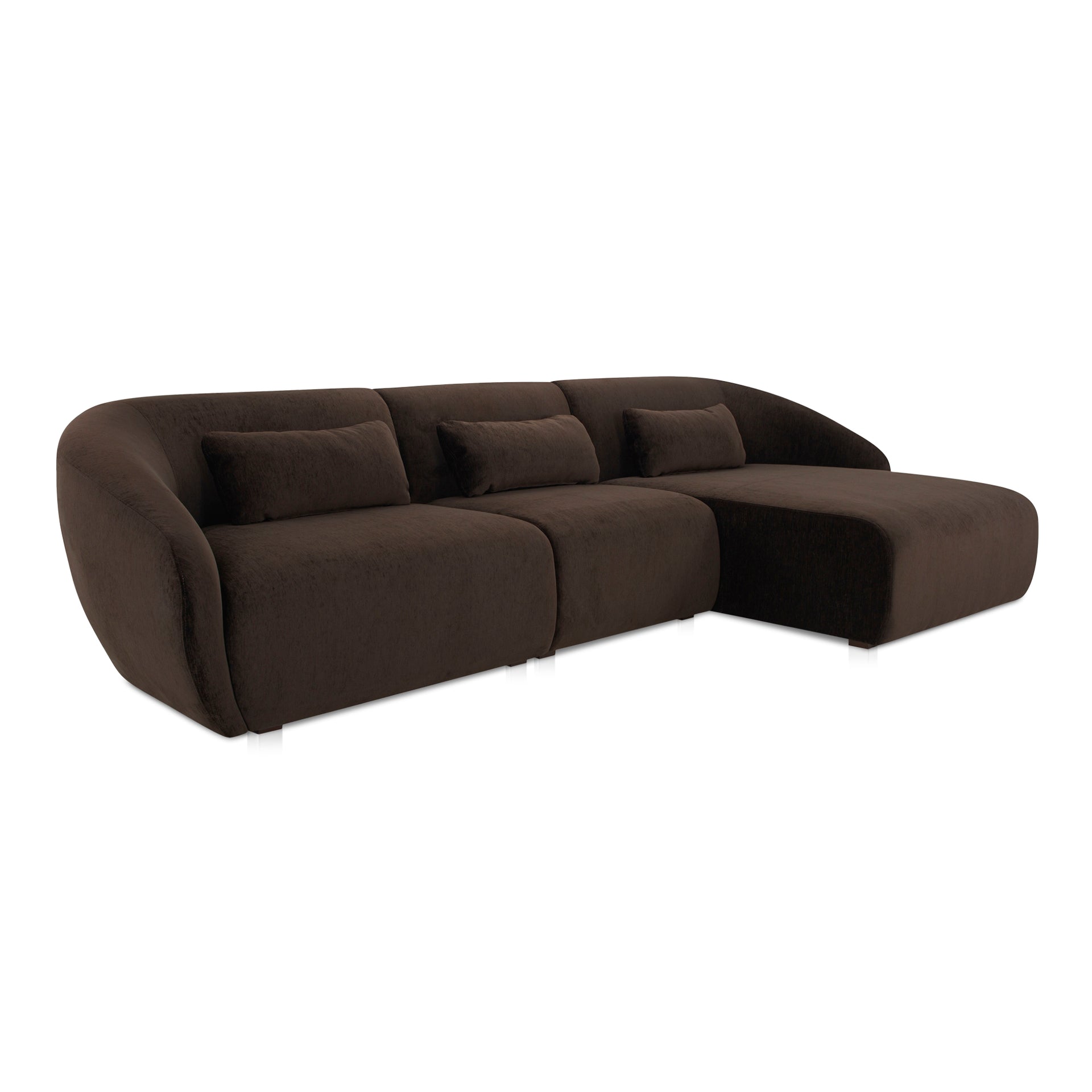 Emery Lounge Modular Sectional Right, 4-Seater, Contemporary Design, Espresso Brown Upholstery