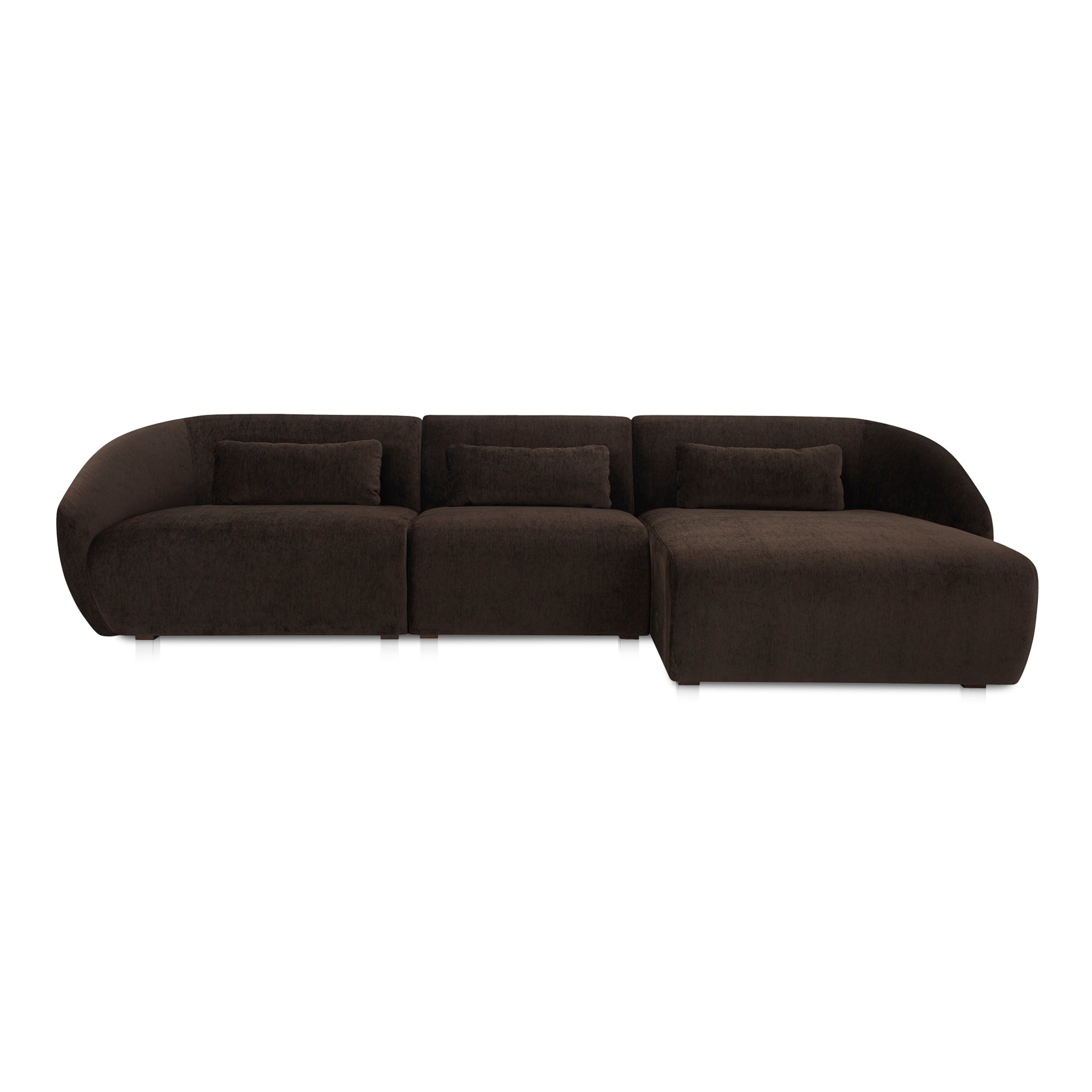Emery Lounge Modular Sectional Right, 4-Seater, Contemporary Design, Espresso Brown Upholstery