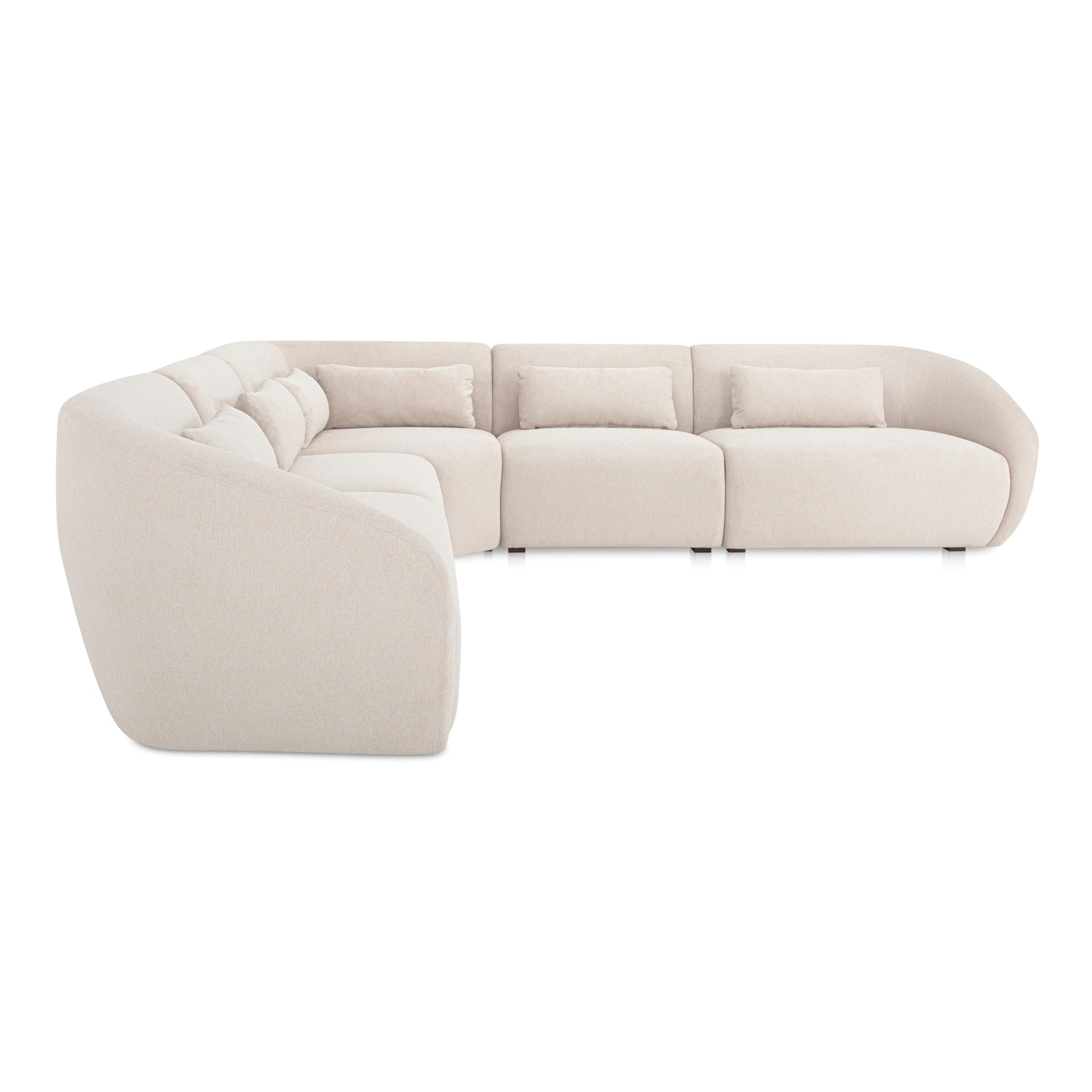 Emery Classic L Modular Sectional, 5-Seater, Contemporary Design, Warm White Upholstery