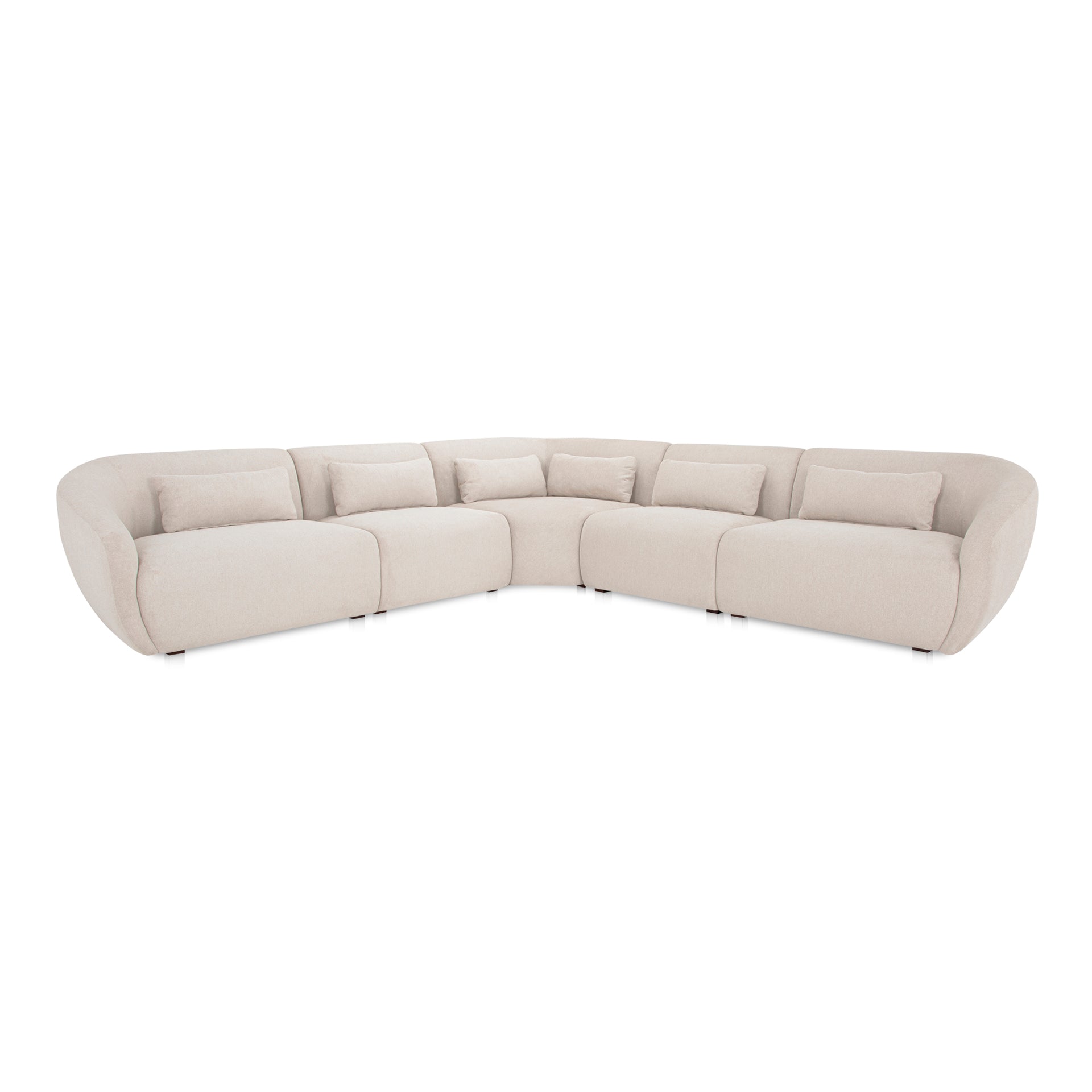 Emery Classic L Modular Sectional, 5-Seater, Contemporary Design, Warm White Upholstery
