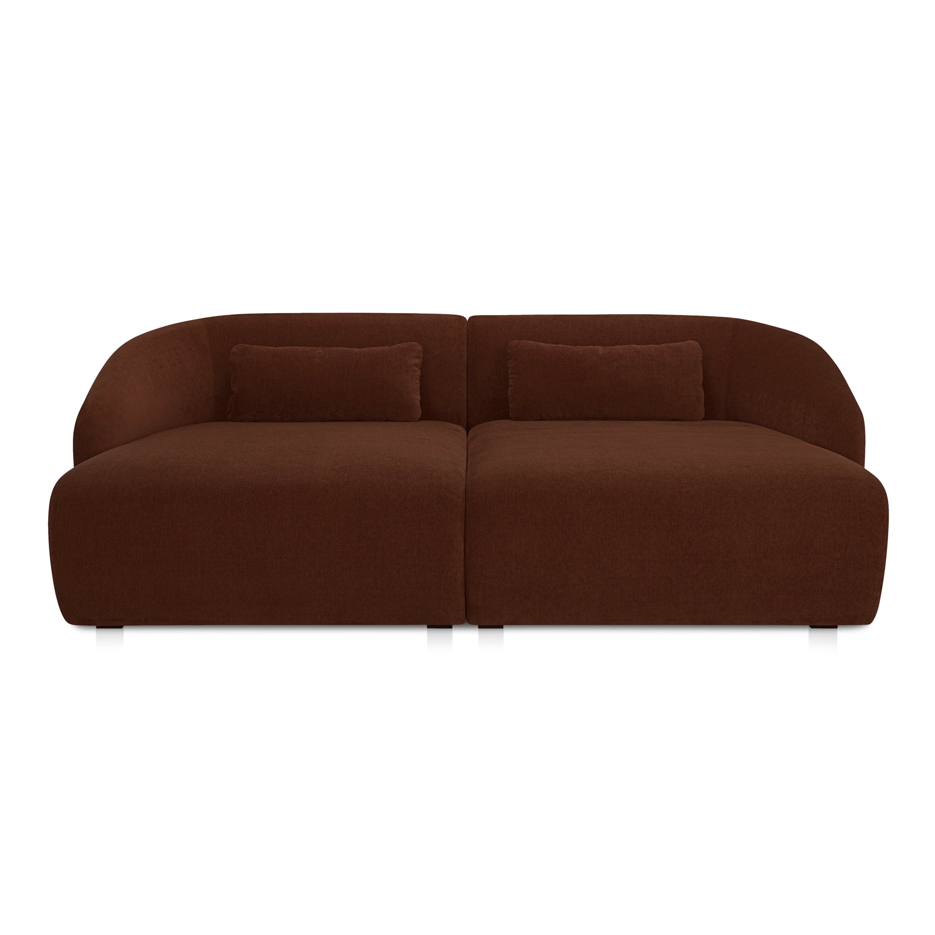 Emery Double Chaise Modular Sectional, 6-Seater, Contemporary Design, Chestnut Brown Upholstery