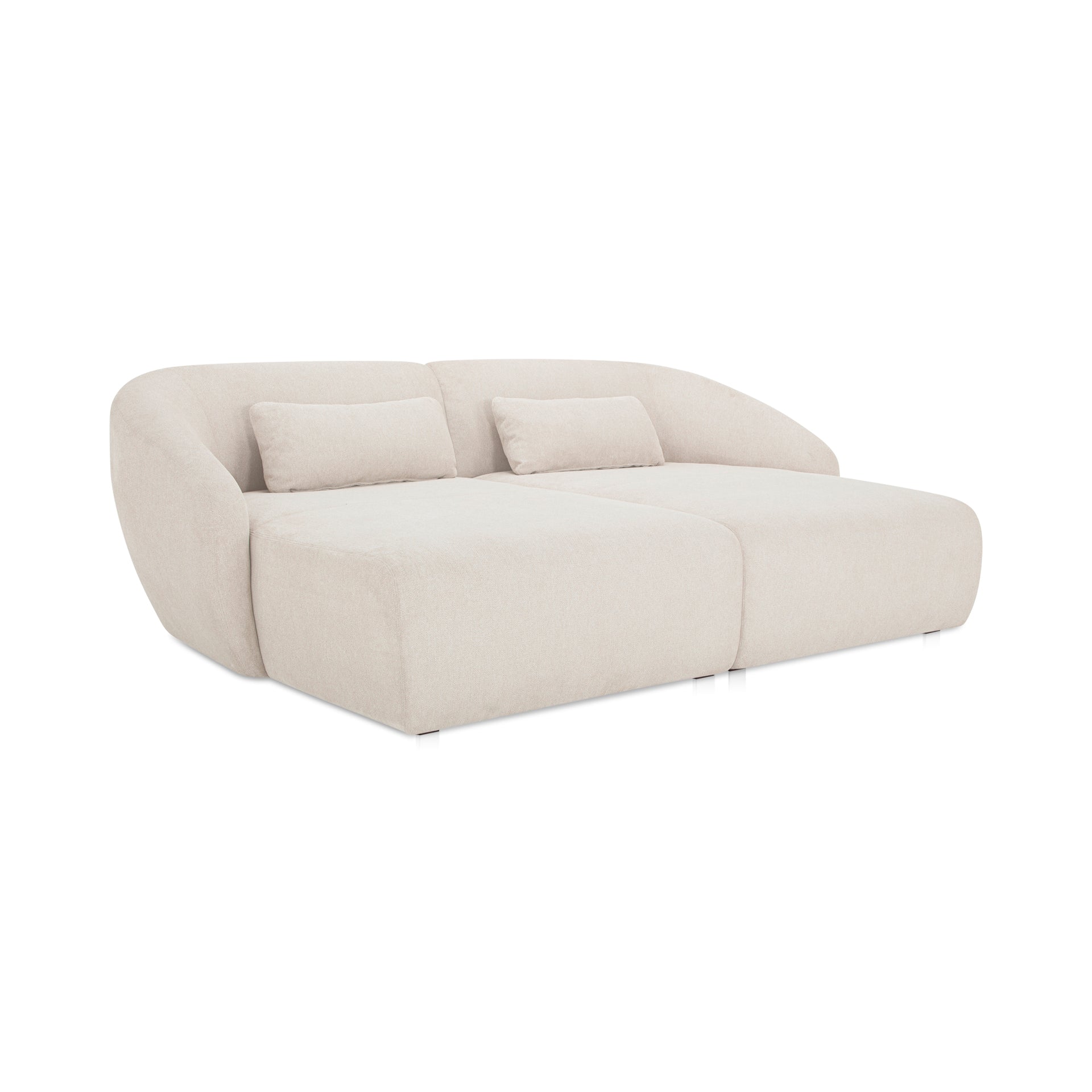 Emery Double Chaise Modular Sectional, 6-Seater, Contemporary Design, Warm White Upholstery