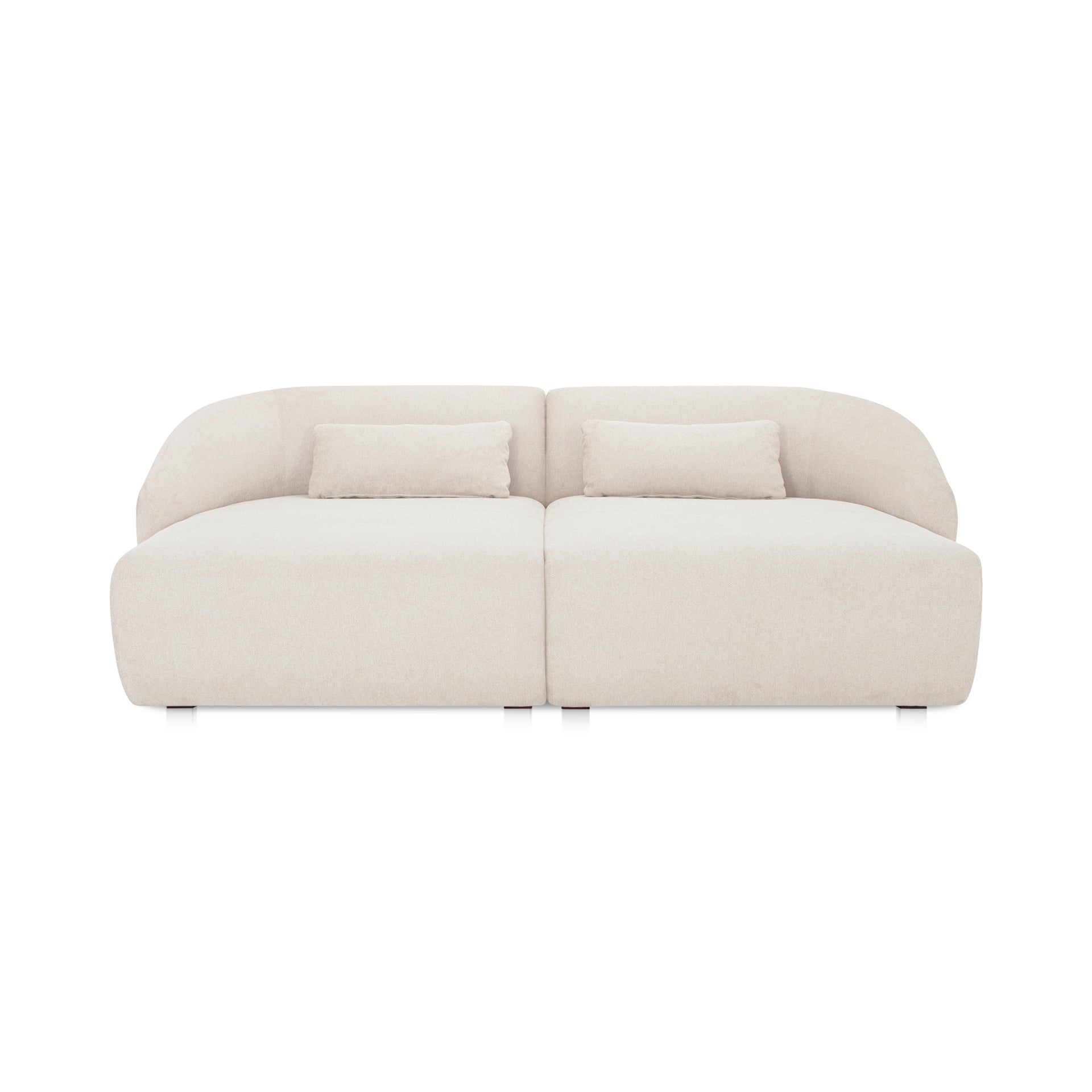 Emery Double Chaise Modular Sectional, 6-Seater, Contemporary Design, Warm White Upholstery