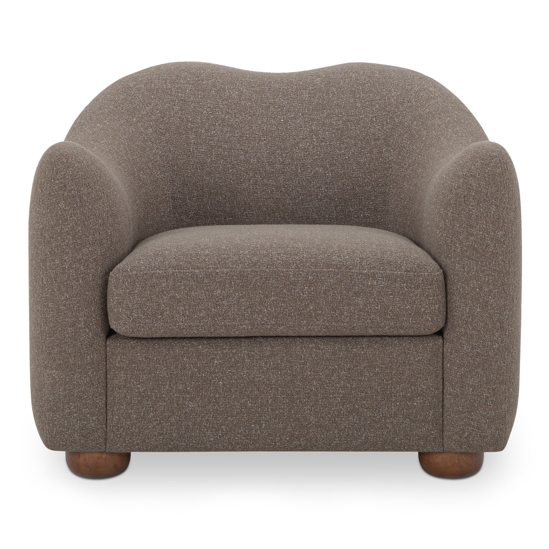 Soraya Accent Chair, Vintage-Inspired Sloped Arm Design, Removable Seat Cushion, Warm Brown Rubberwood Legs, Flecked Brown Polyester Upholstery