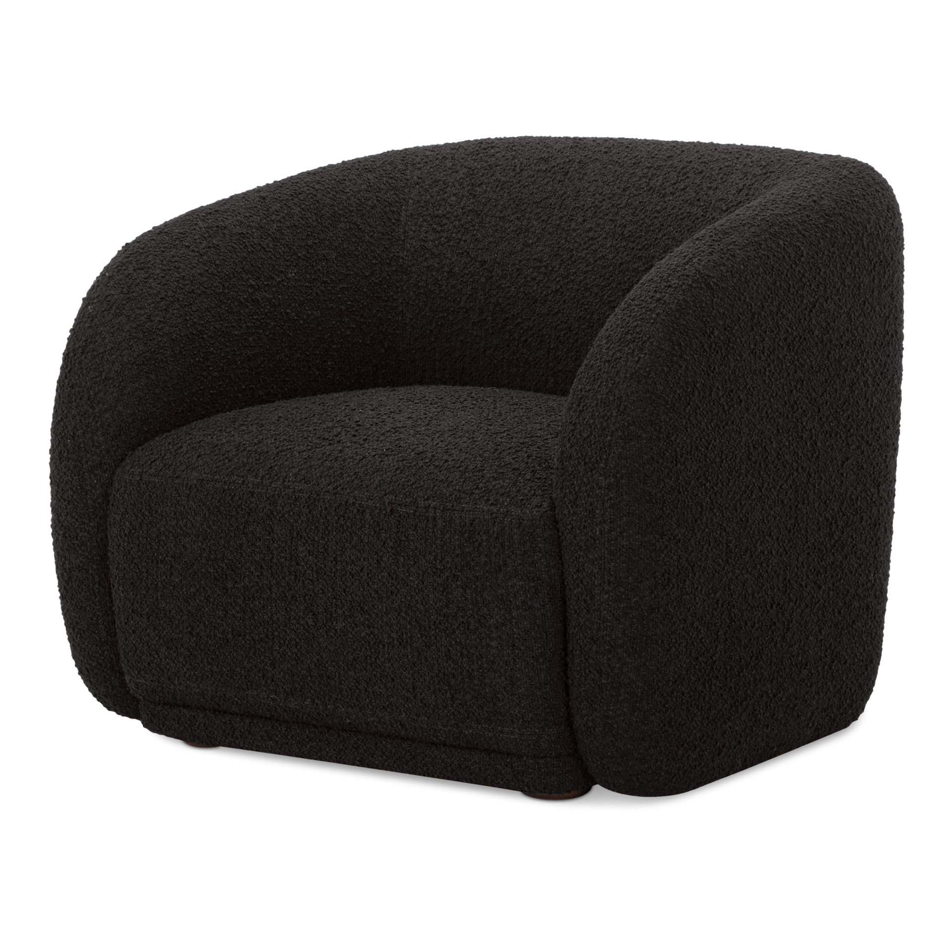 Eowyn Accent Chair, Vintage-Inspired Bouclé Upholstery, Solid Rubberwood Legs, Plush Curved Back, Black