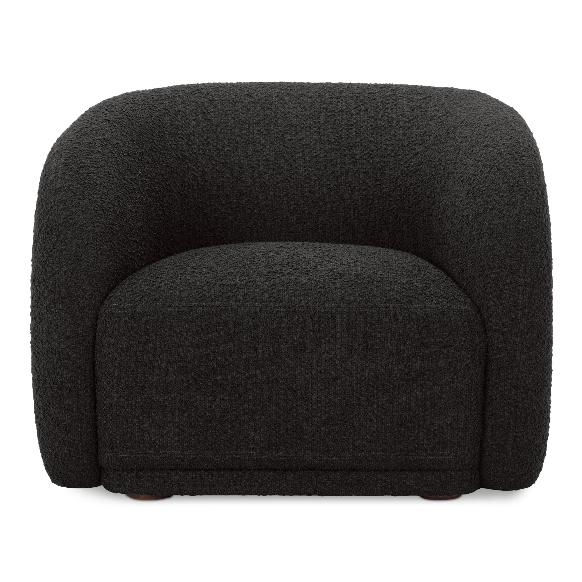 Eowyn Accent Chair, Vintage-Inspired Bouclé Upholstery, Solid Rubberwood Legs, Plush Curved Back, Black