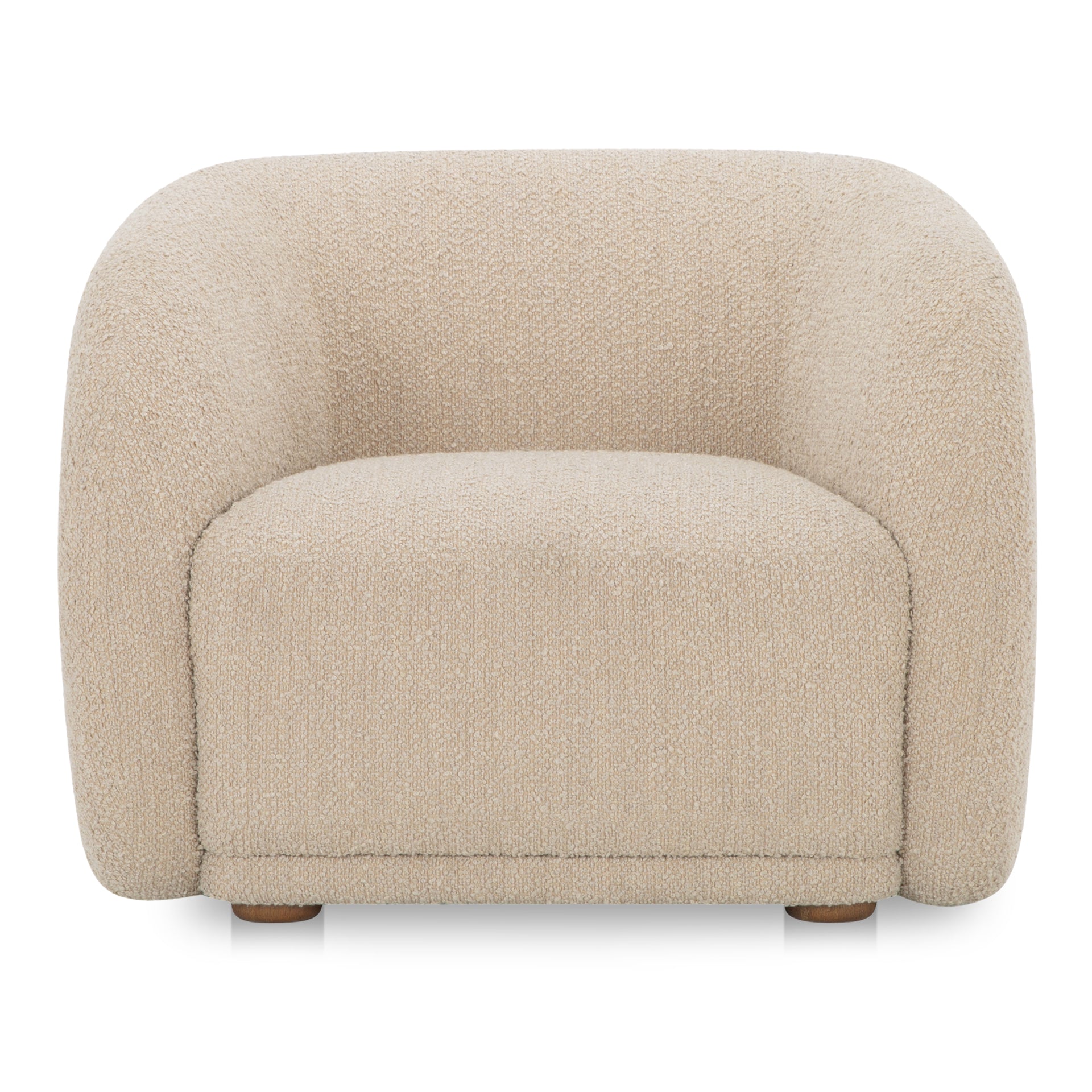 Eowyn Accent Chair, Vintage-Inspired Bouclé Upholstery, Solid Rubberwood Legs, Plush Curved Back, Beige