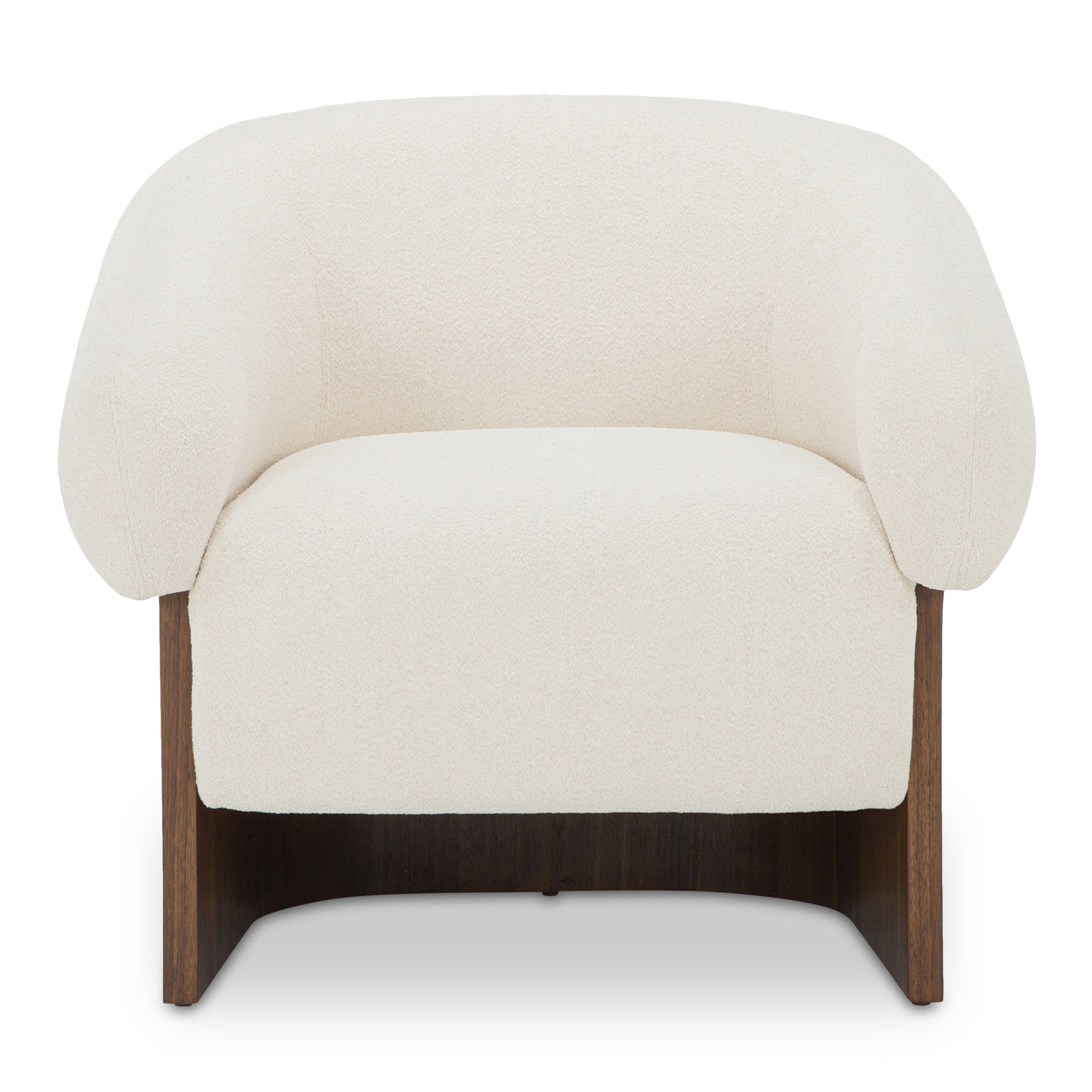 Galadric Accent Chair, Curved Back, Flecked Recycled Bouclé Upholstery, Walnut Veneer Base, Flecked Cream