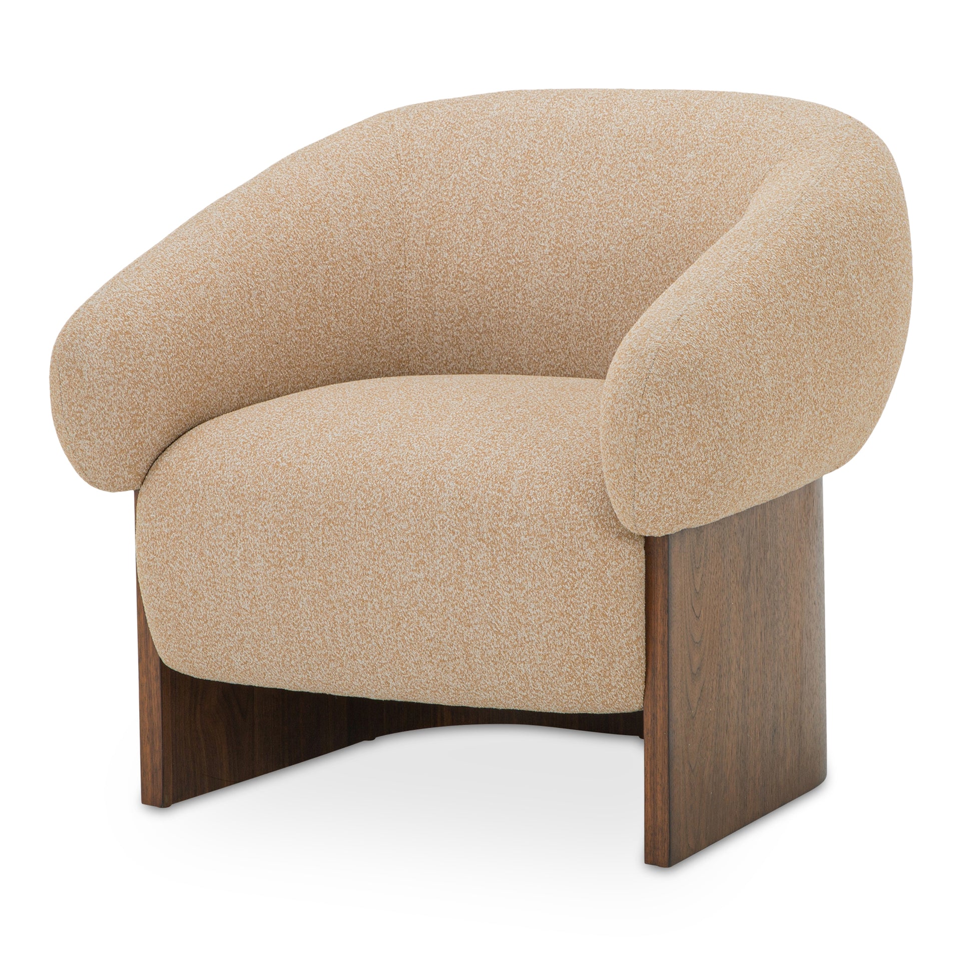 Galadric Accent Chair, Curved Back, Wide Seat, Flecked Micro Bouclé Upholstery, Flecked Tan