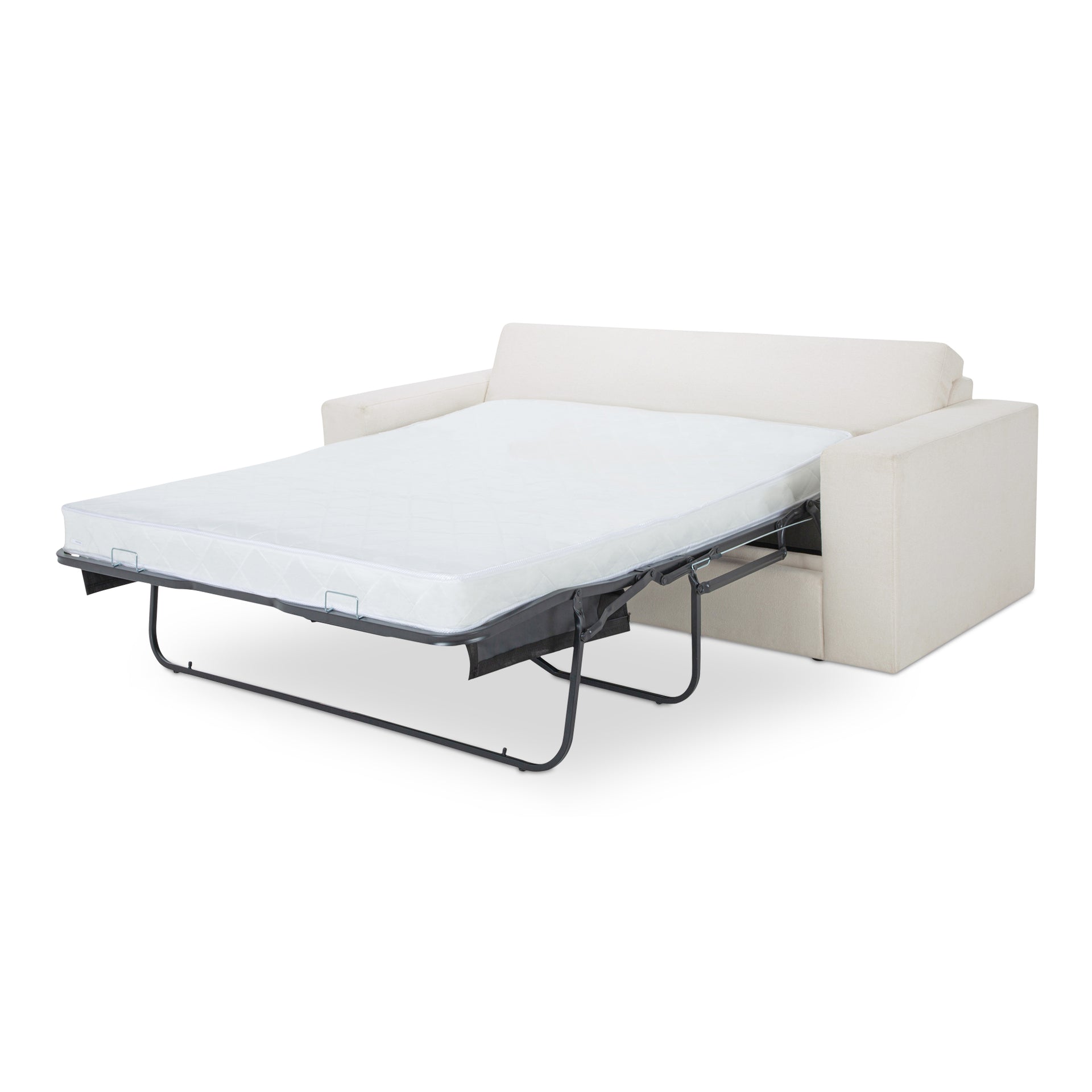 Mariner Sleeper Sofa, Contemporary, Upholstered 100% Polyester, Solid Beech & Plywood Frame, Queen-Size Mattress, Seats 3, White