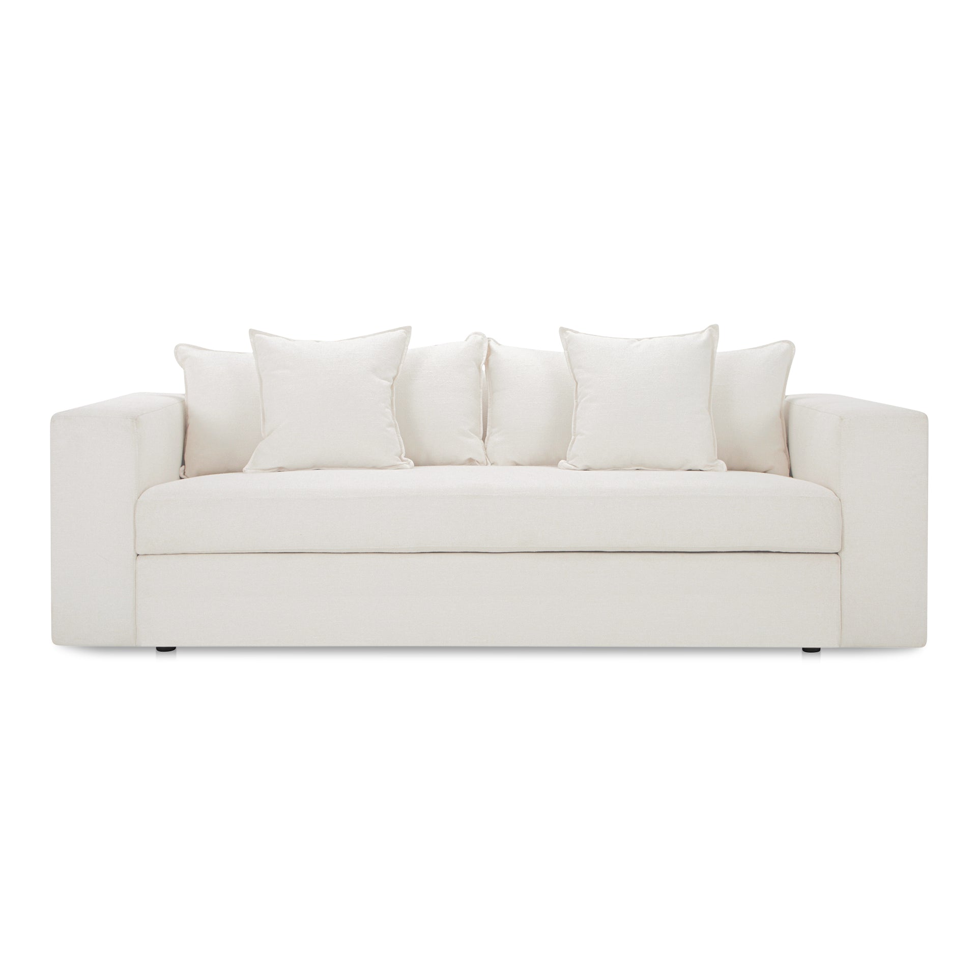 Mariner Sleeper Sofa, Contemporary, Upholstered 100% Polyester, Solid Beech & Plywood Frame, Queen-Size Mattress, Seats 3, White