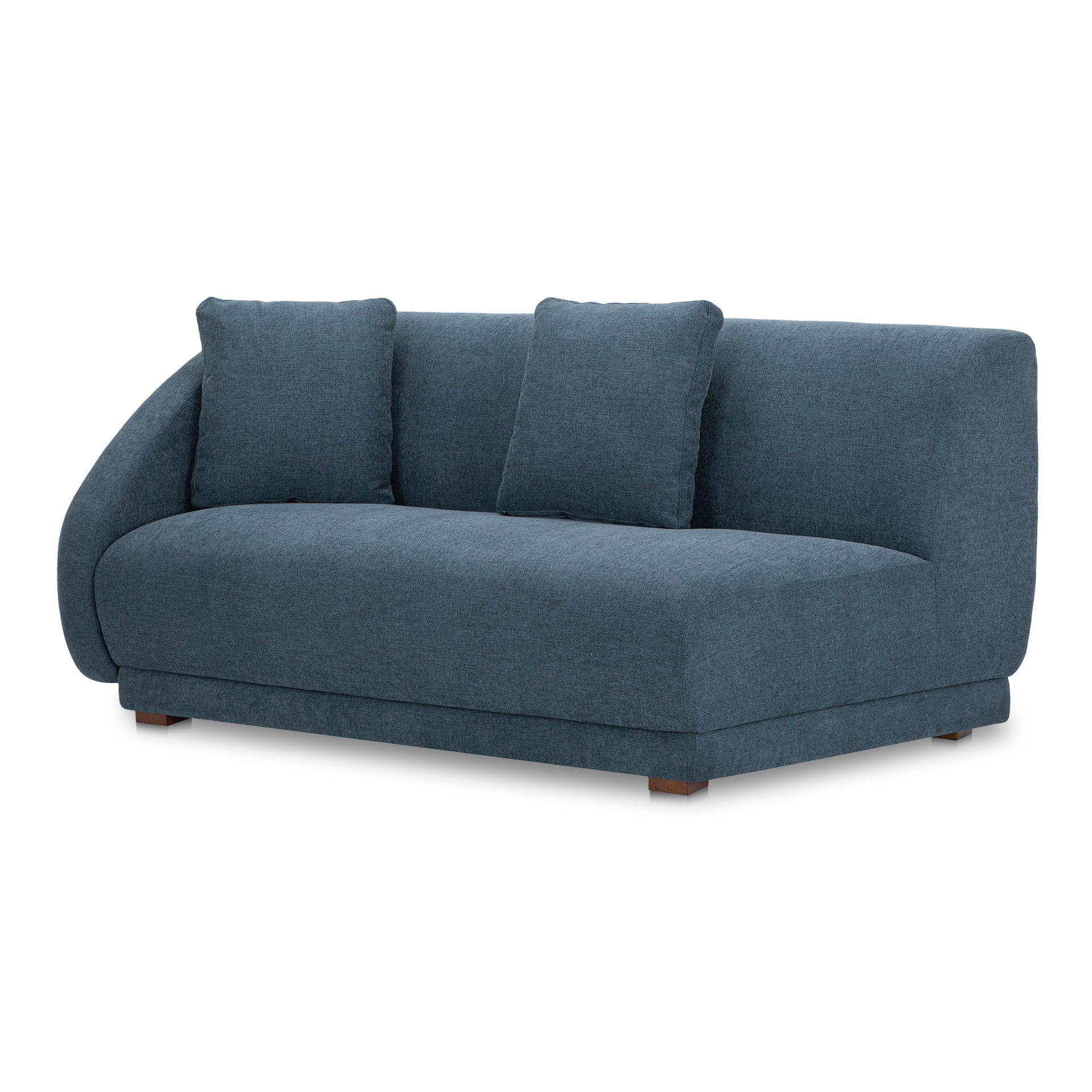 Solace Left Arm Facing Modular Sofa, Contemporary Angled Design, Deep Foam & Fiber Cushioning, Gentle Sloped Armrests, Plinth Base, Deep Blue