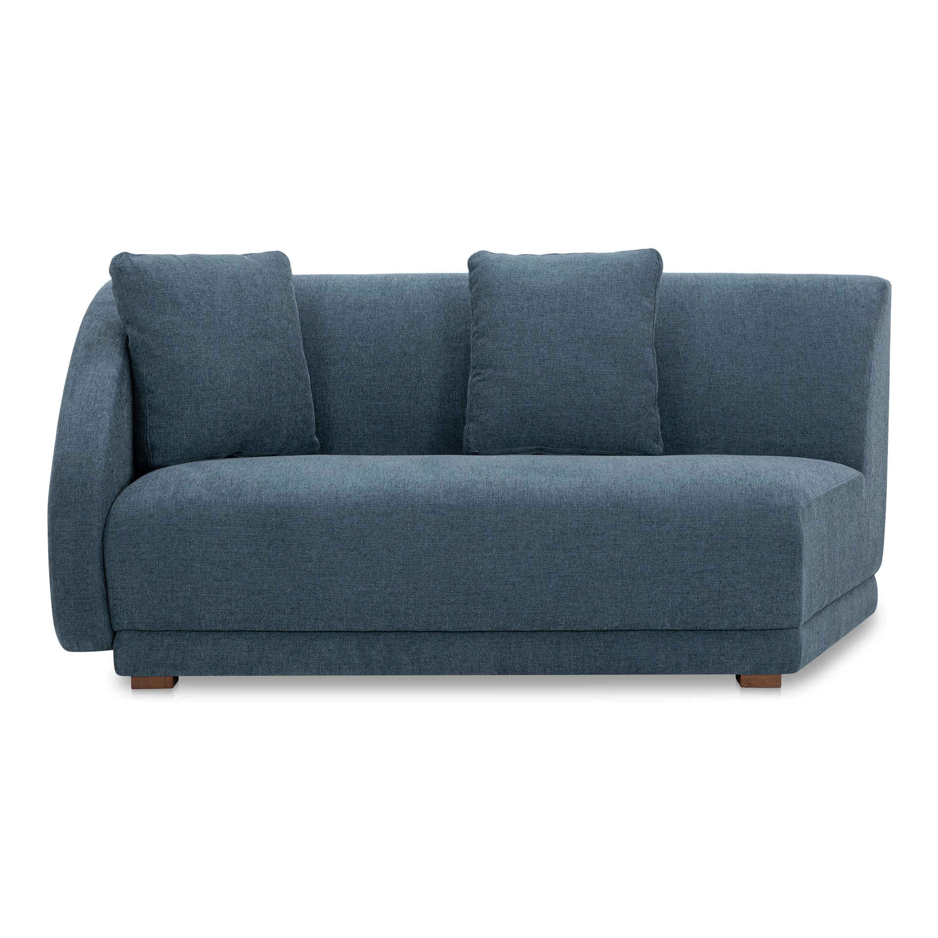 Solace Left Arm Facing Modular Sofa, Contemporary Angled Design, Deep Foam & Fiber Cushioning, Gentle Sloped Armrests, Plinth Base, Deep Blue