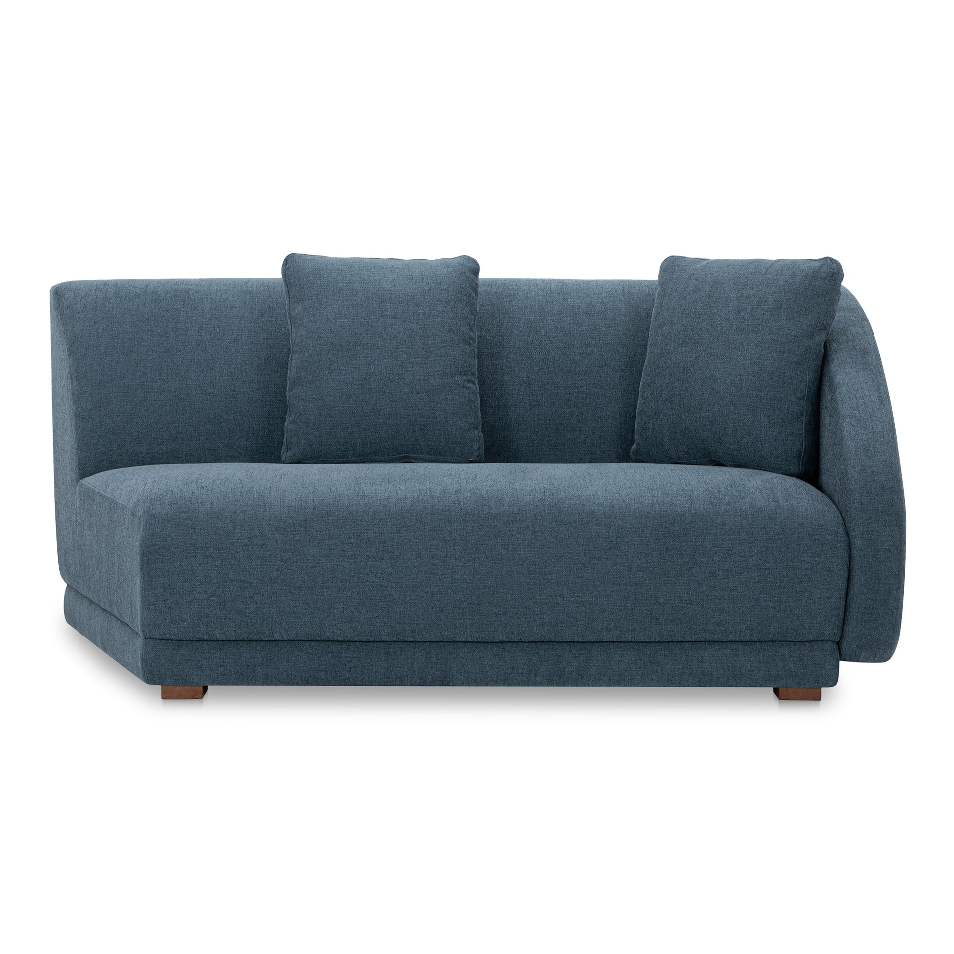 Solace Right Arm Facing Modular Sofa, Contemporary Angled Design, Deep Foam & Fiber Cushioning, Sloped Armrests, Two Toss Cushions, Deep Blue