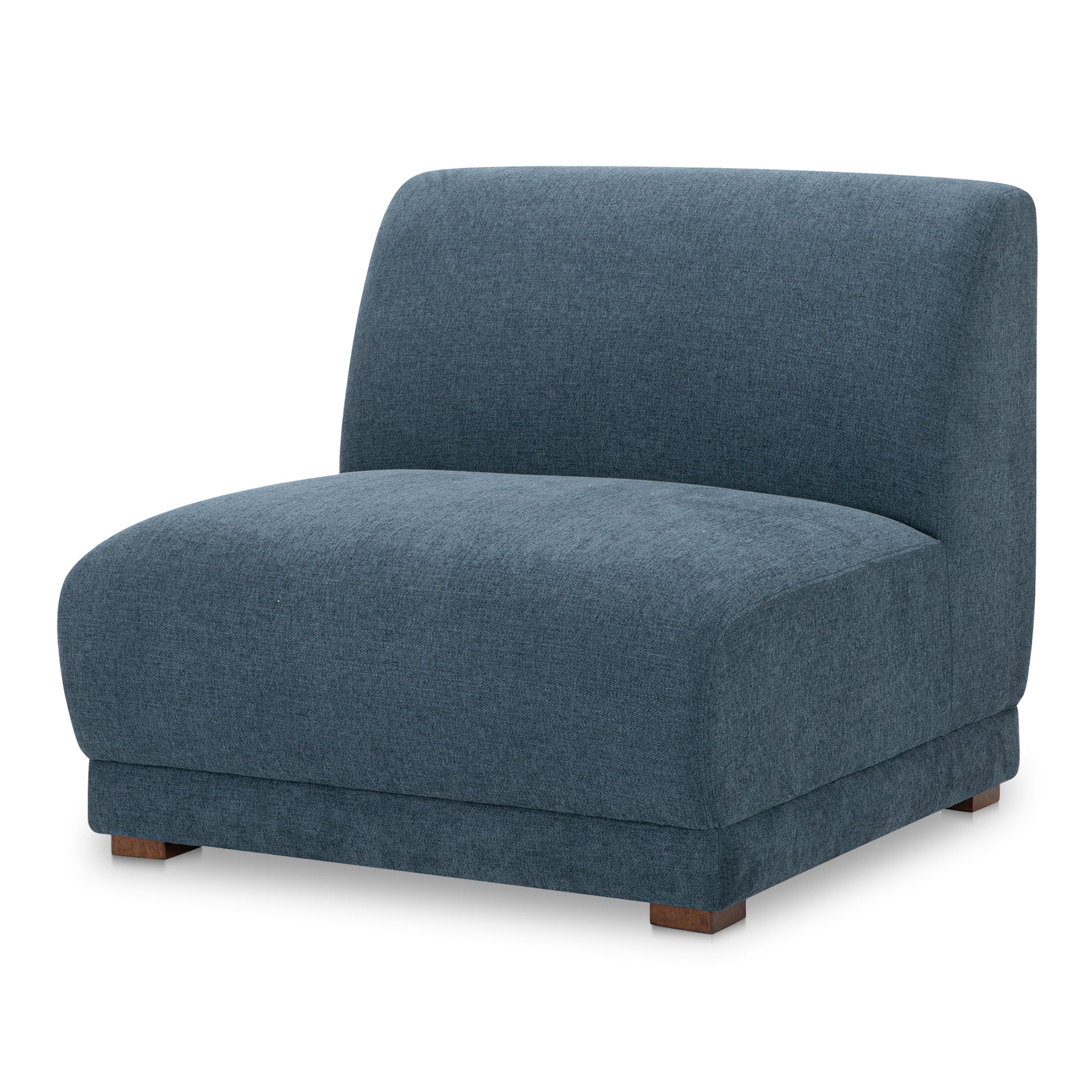 Solace Slipper Chair, Contemporary Modular Design, Deep Foam & Fiber Cushioning, Plinth Base, Deep Blue