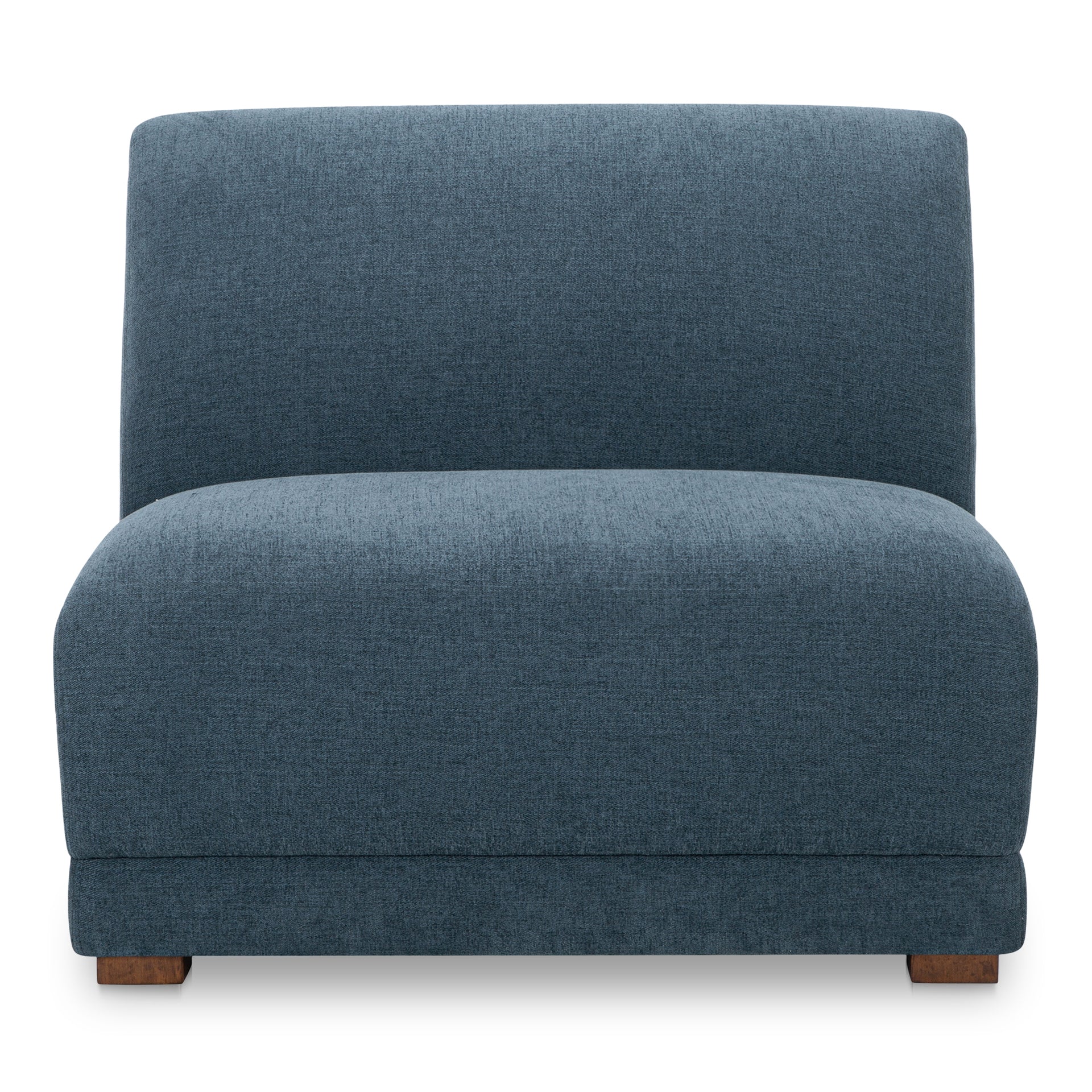 Solace Slipper Chair, Contemporary Modular Design, Deep Foam & Fiber Cushioning, Plinth Base, Deep Blue
