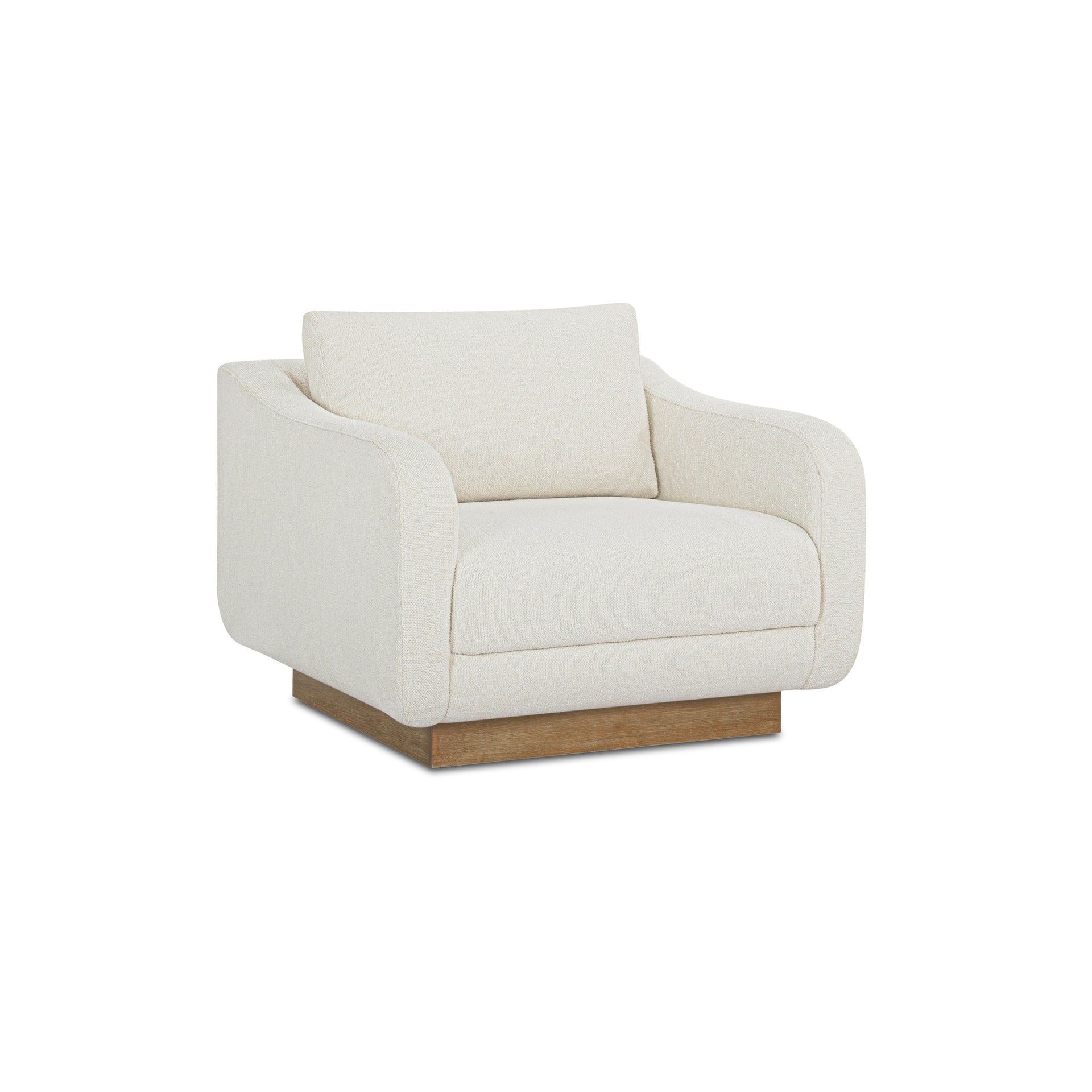 Cassara Lounge Chair, Oversized Curved Frame, Textured Polyester Upholstery, Cream