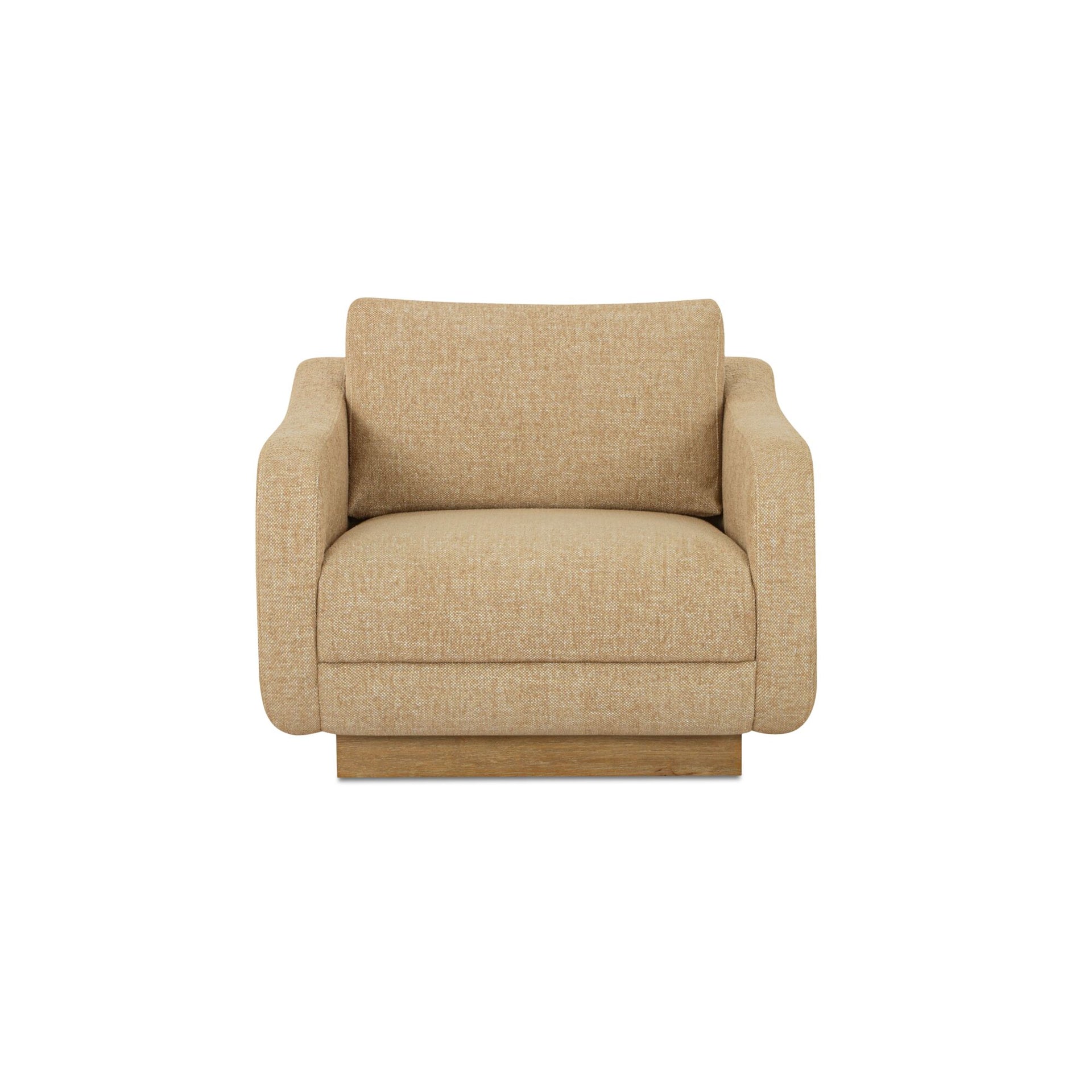 Cassara Lounge Chair, Oversized Curved Frame, Textured Polyester Upholstery, Ochre