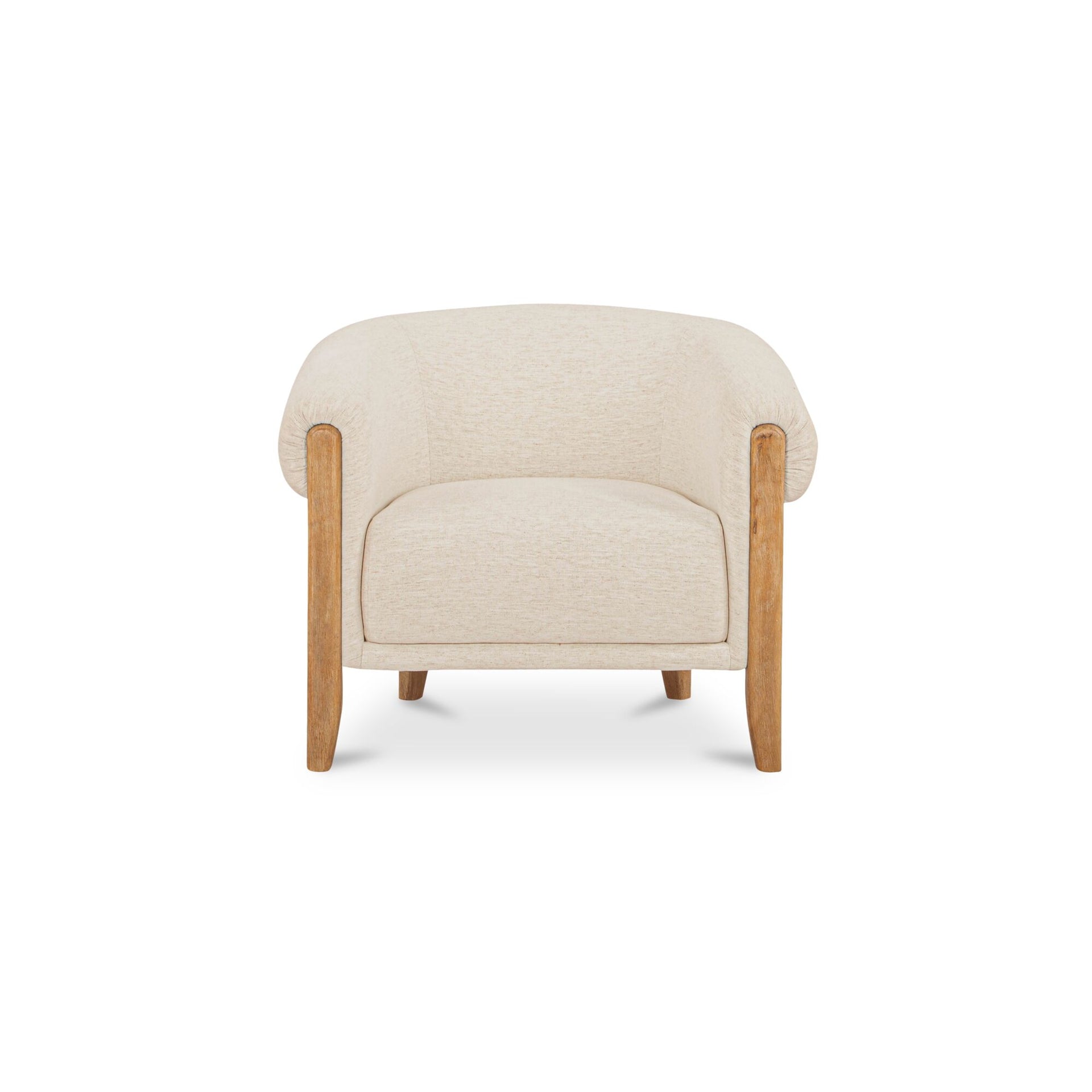 Neris Accent Chair, Tub Back with Fold-Over Detail, Polyester Linen Blend Upholstery, Oat