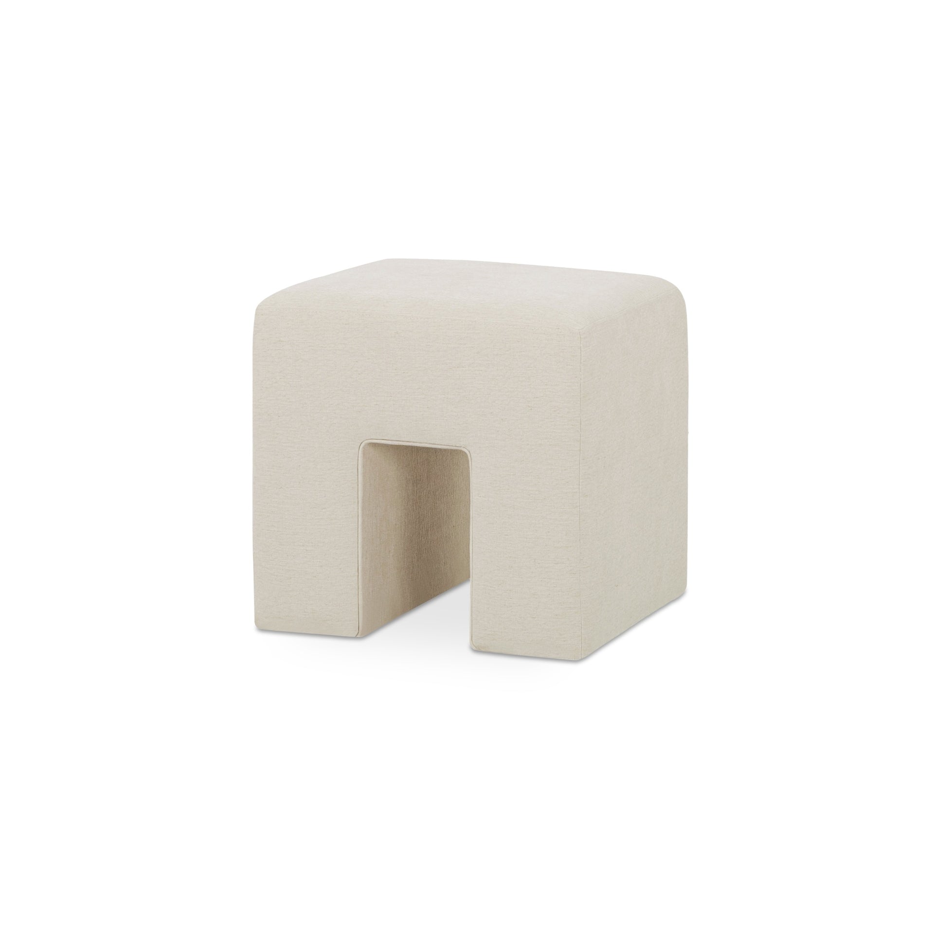 Holcomb Stool, Polyester-Linen Upholstery, Plywood and Rubberwood Frame, Foam and Fiber Fill, Oat