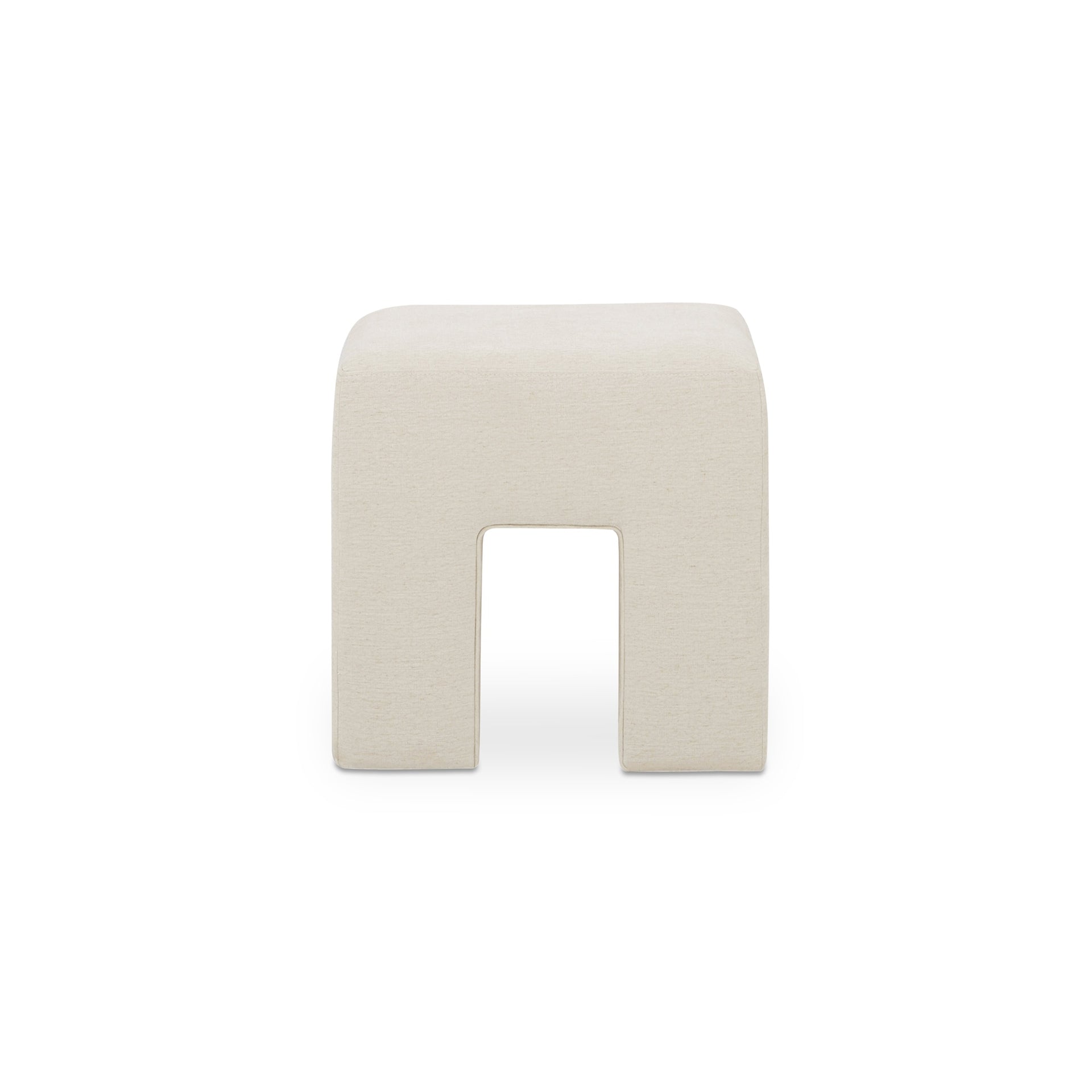Holcomb Stool, Polyester-Linen Upholstery, Plywood and Rubberwood Frame, Foam and Fiber Fill, Oat