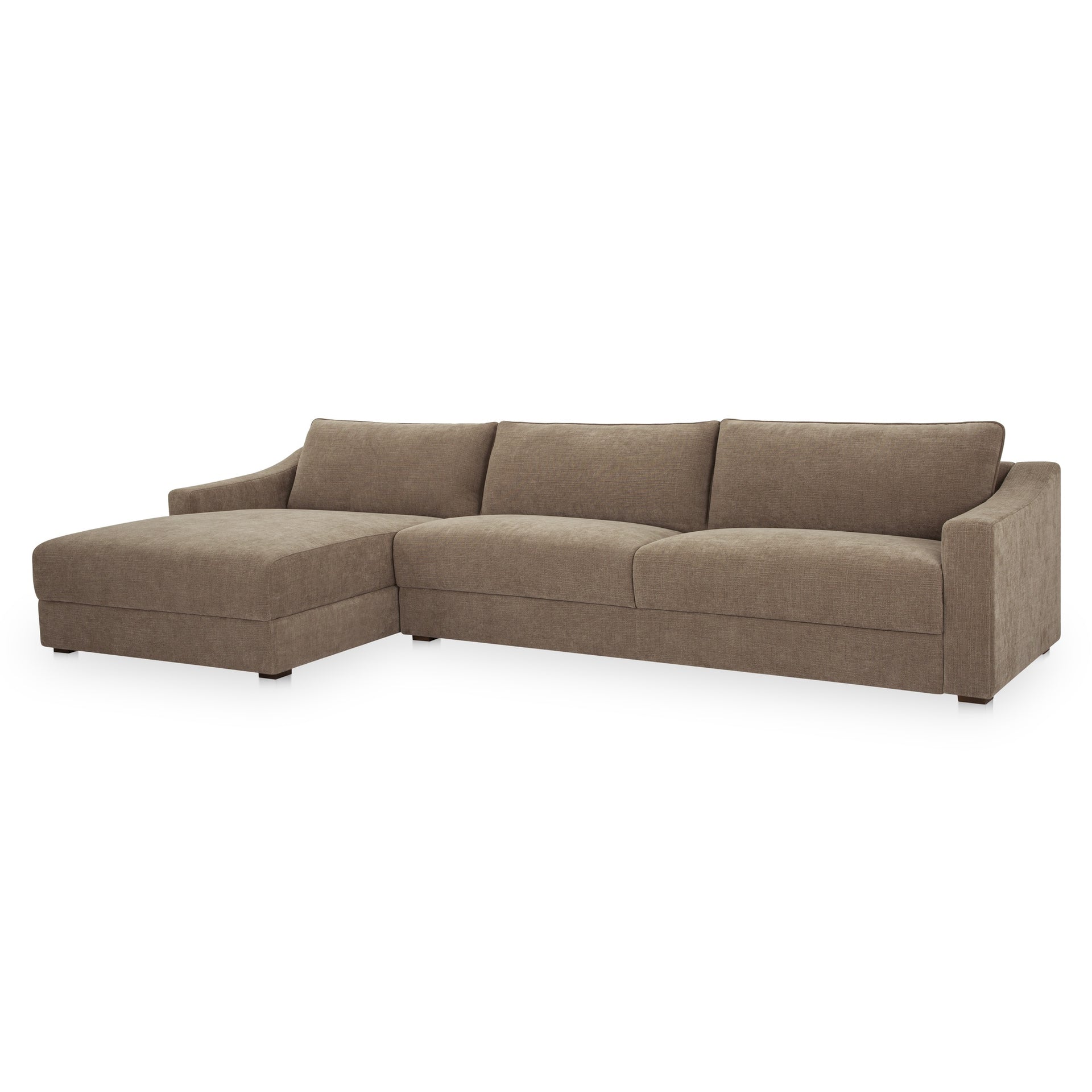 Cyrant Left Facing Modular Sectional, Polyester Chenille, Deep Seat, Machine Washable Covers, Taupe
