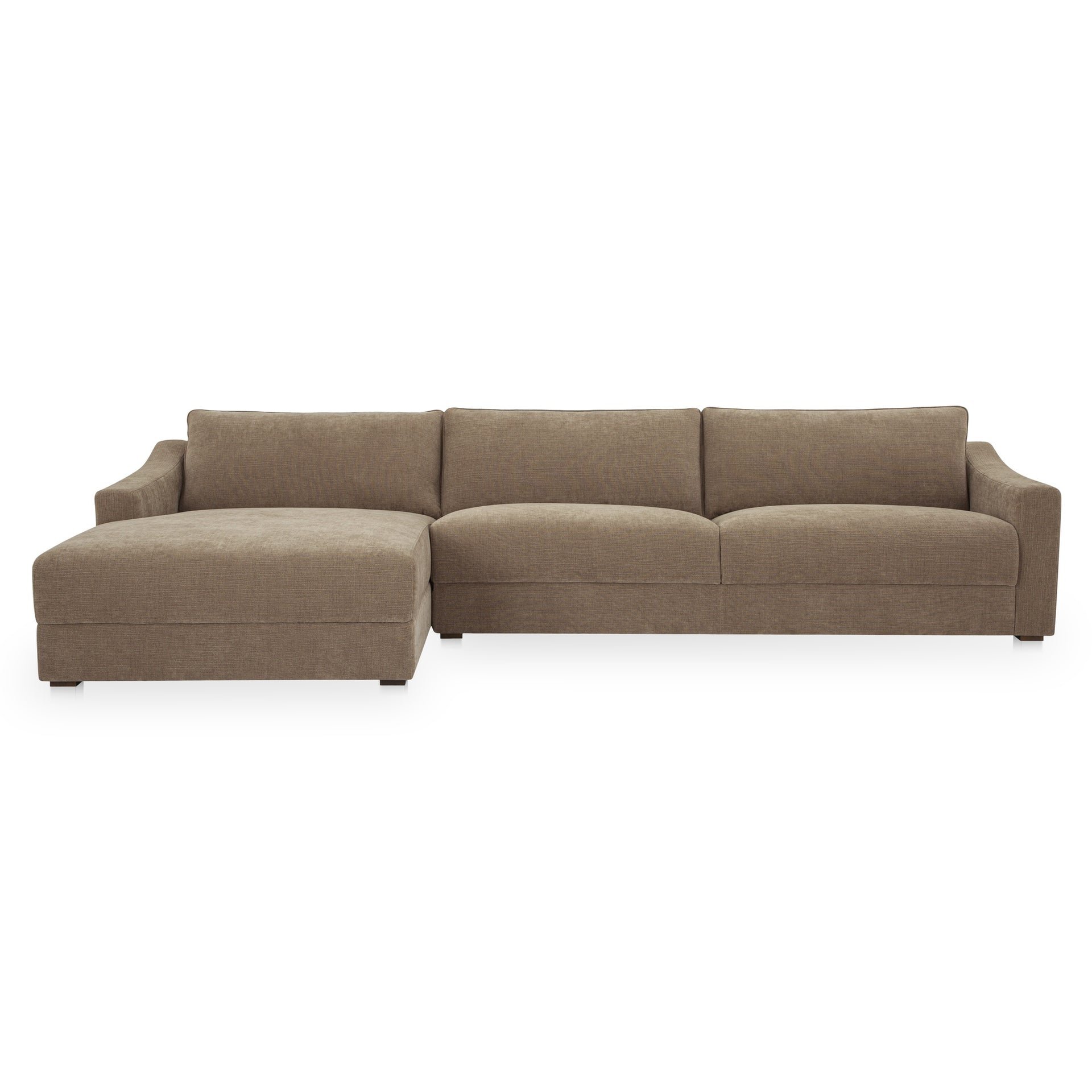 Cyrant Left Facing Modular Sectional, Polyester Chenille, Deep Seat, Machine Washable Covers, Taupe