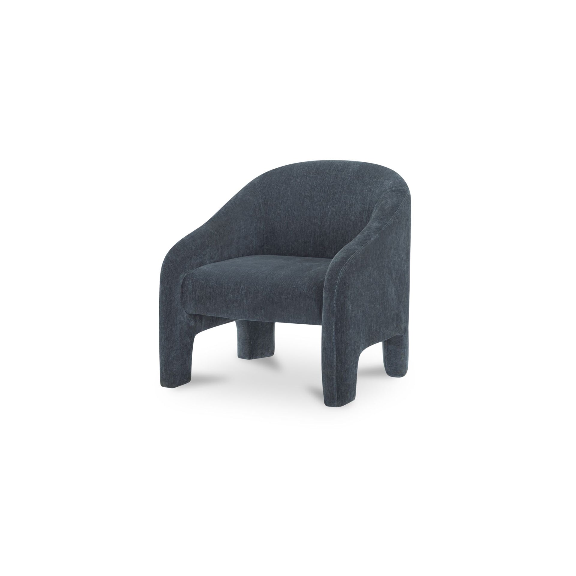 Maelor Accent Chair, Curved High-Back Recycled-Blend Polyester Upholstery, Velvet-Feel, Slate Blue