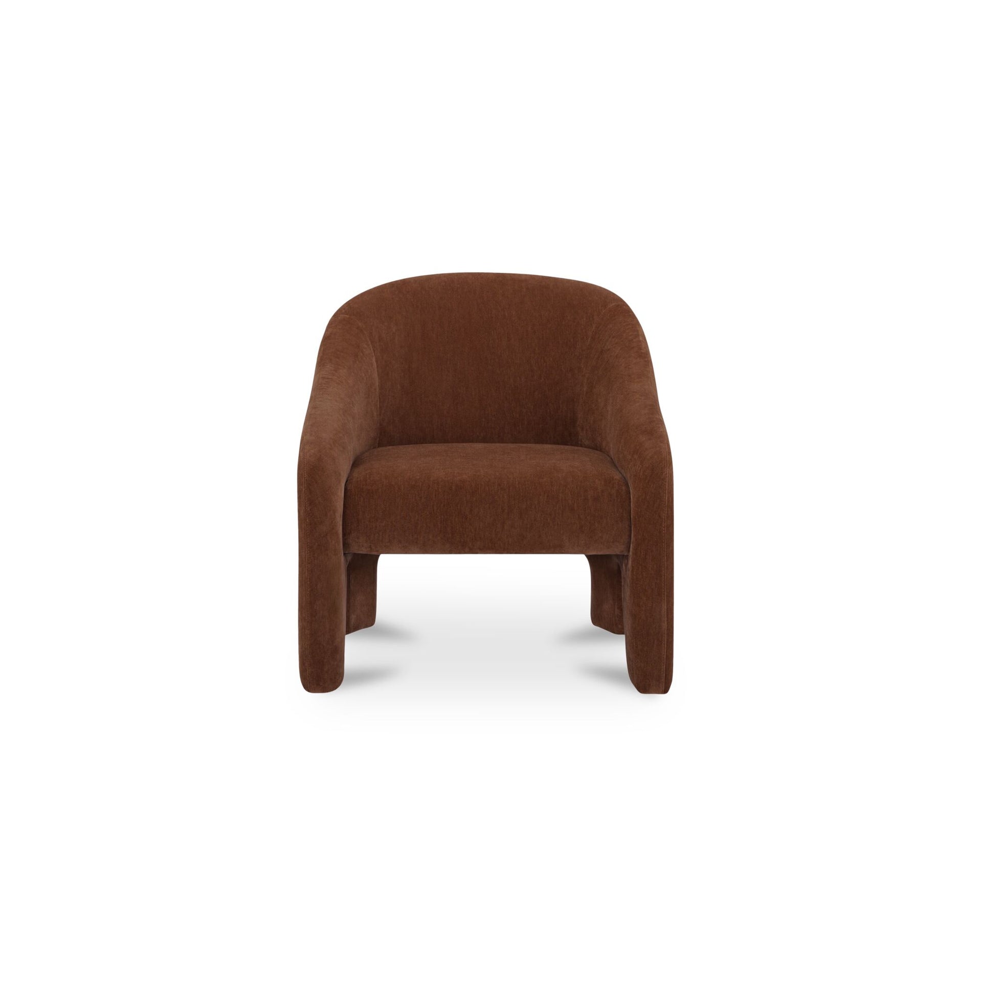Maelor Accent Chair, Curved High-Back Polyester Velvet Upholstery, Subtle Sheen, Toffee