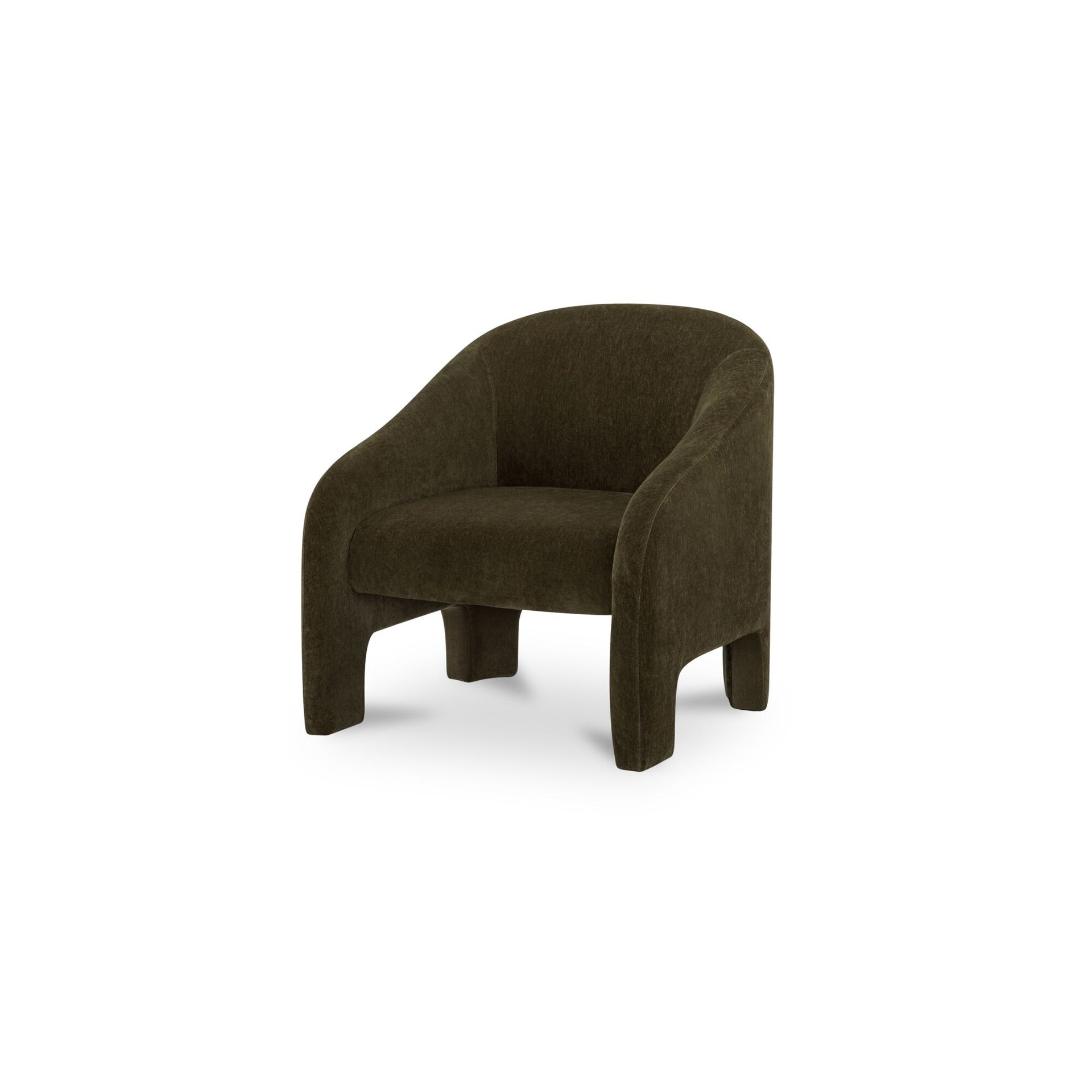 Maelor Accent Chair, Curved High-Back Recycled-Blend Polyester Upholstery, Velvet-Feel, Cedar Green