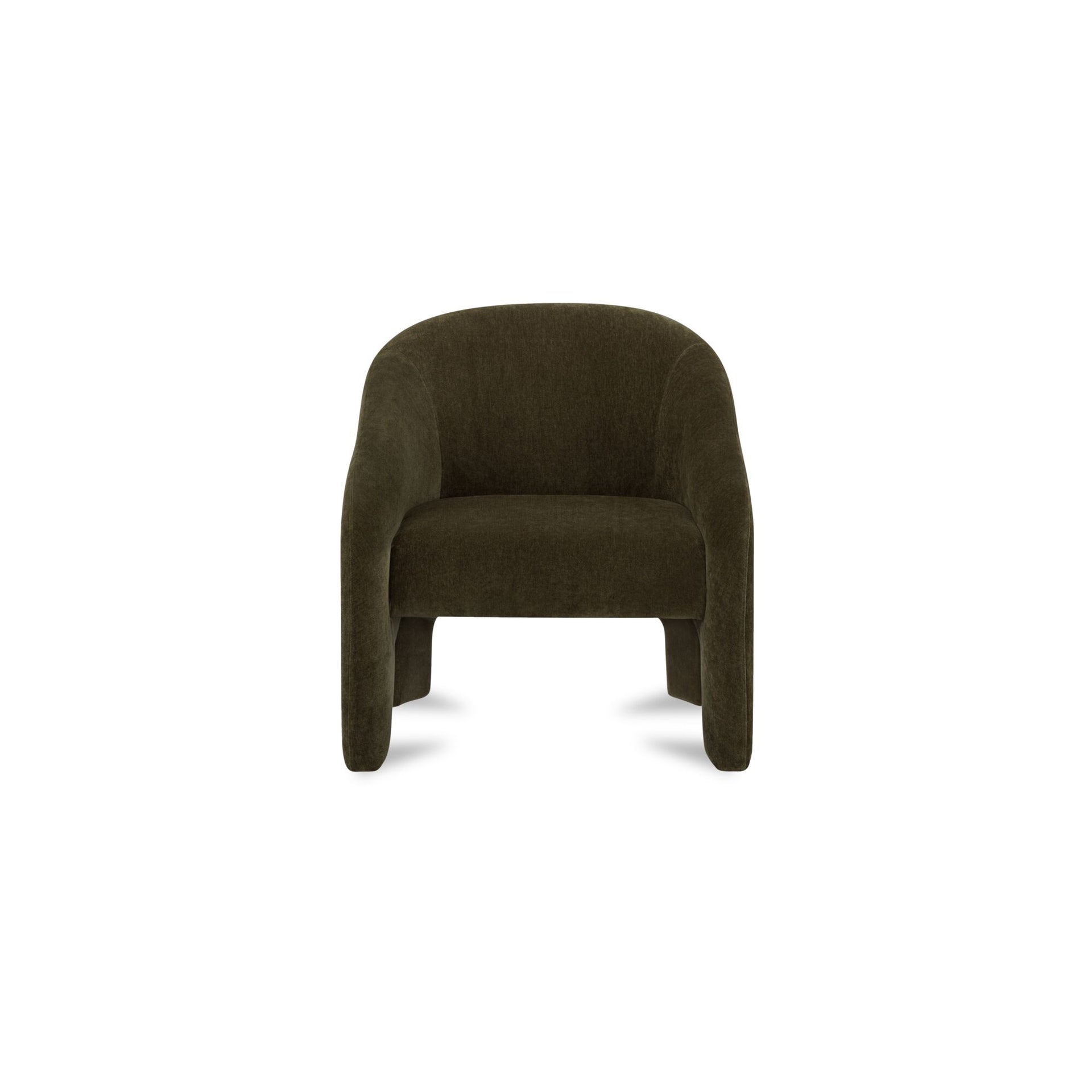 Maelor Accent Chair, Curved High-Back Recycled-Blend Polyester Upholstery, Velvet-Feel, Cedar Green