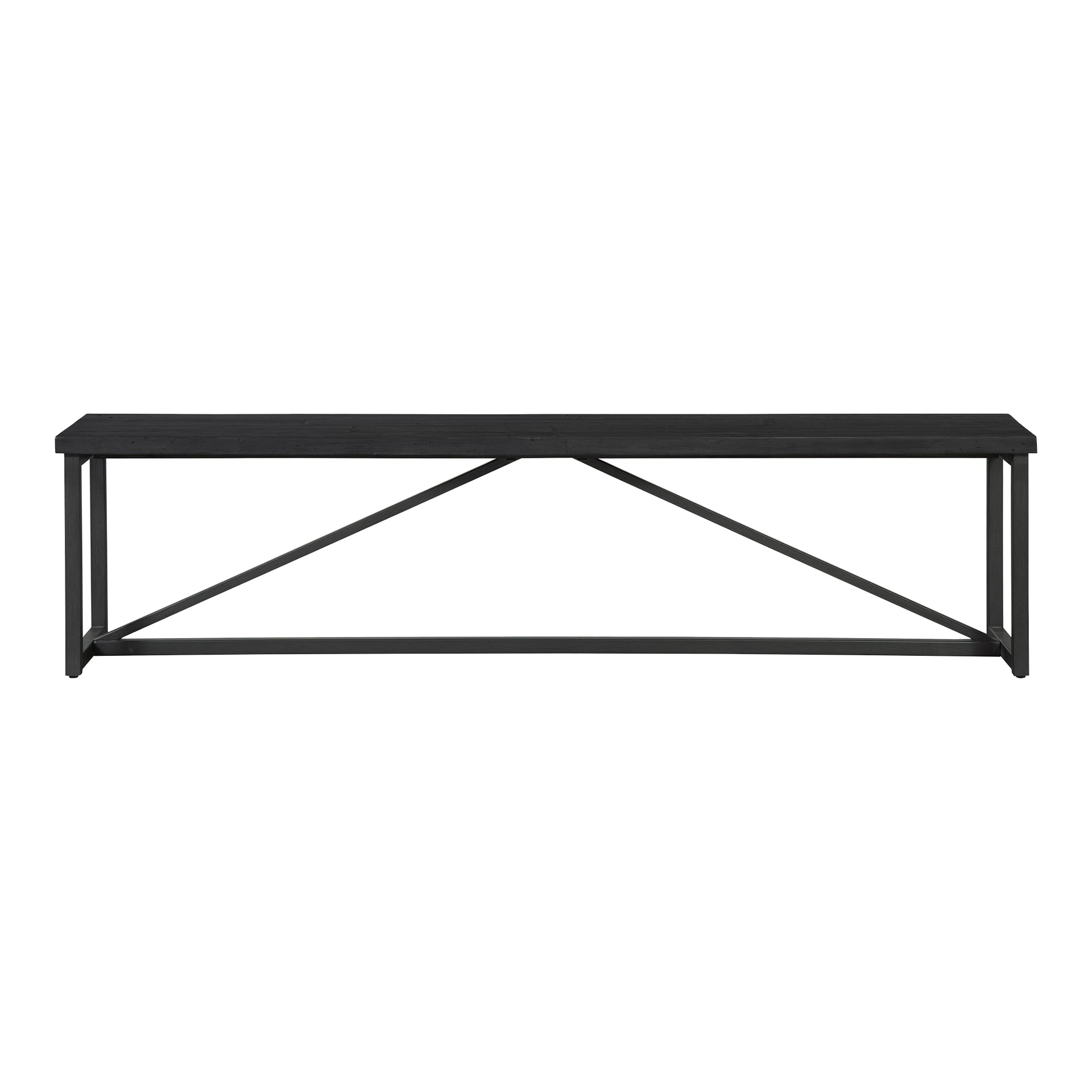 Camille, Bench Reclaimed Pine Top with Stainless Steel Base, Black- Seats 3