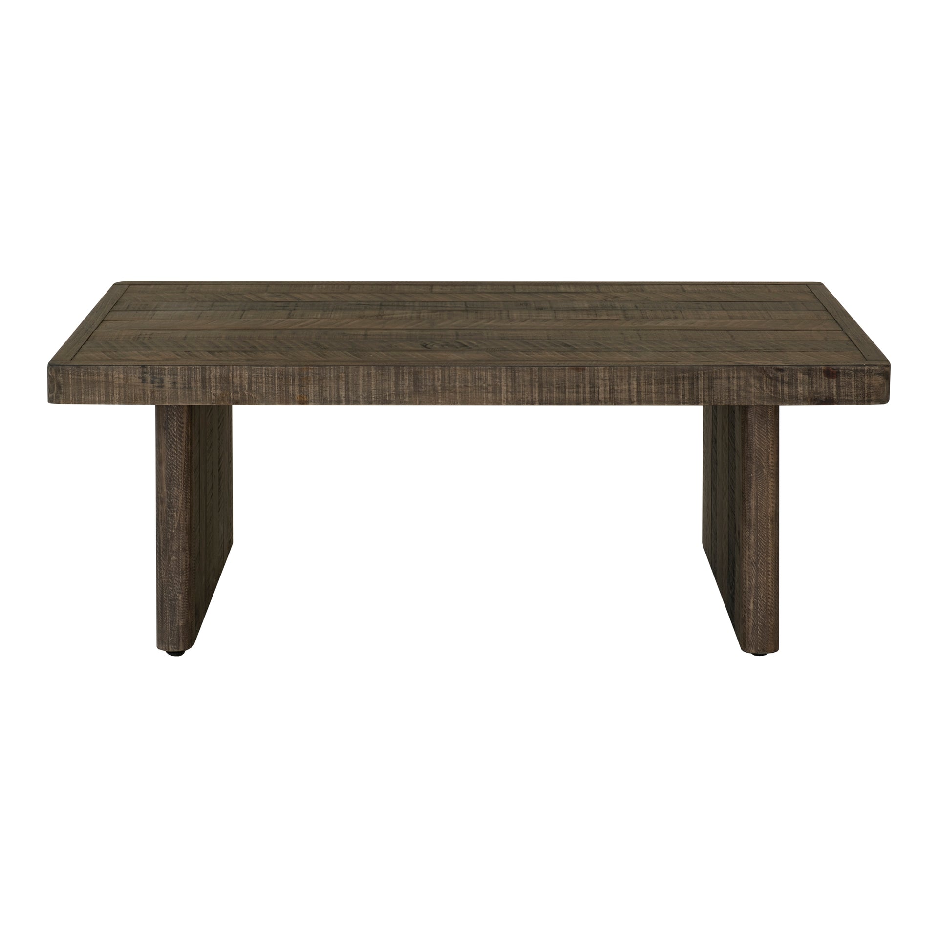 Brannon Coffee Table, Rectangular Solid Pinewood, Matte Driftwood Finish, Brown Light Grey