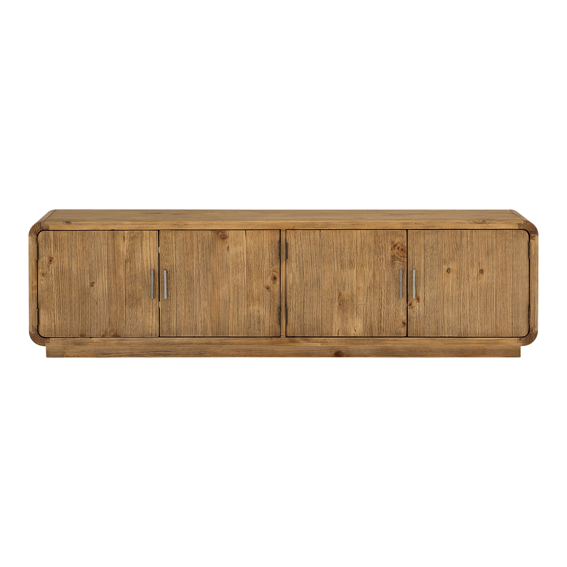 Brannon Media Unit, Solid Pinewood, Driftwood Finish, 4 Cabinet Doors, Adjustable Shelves, Blonde
