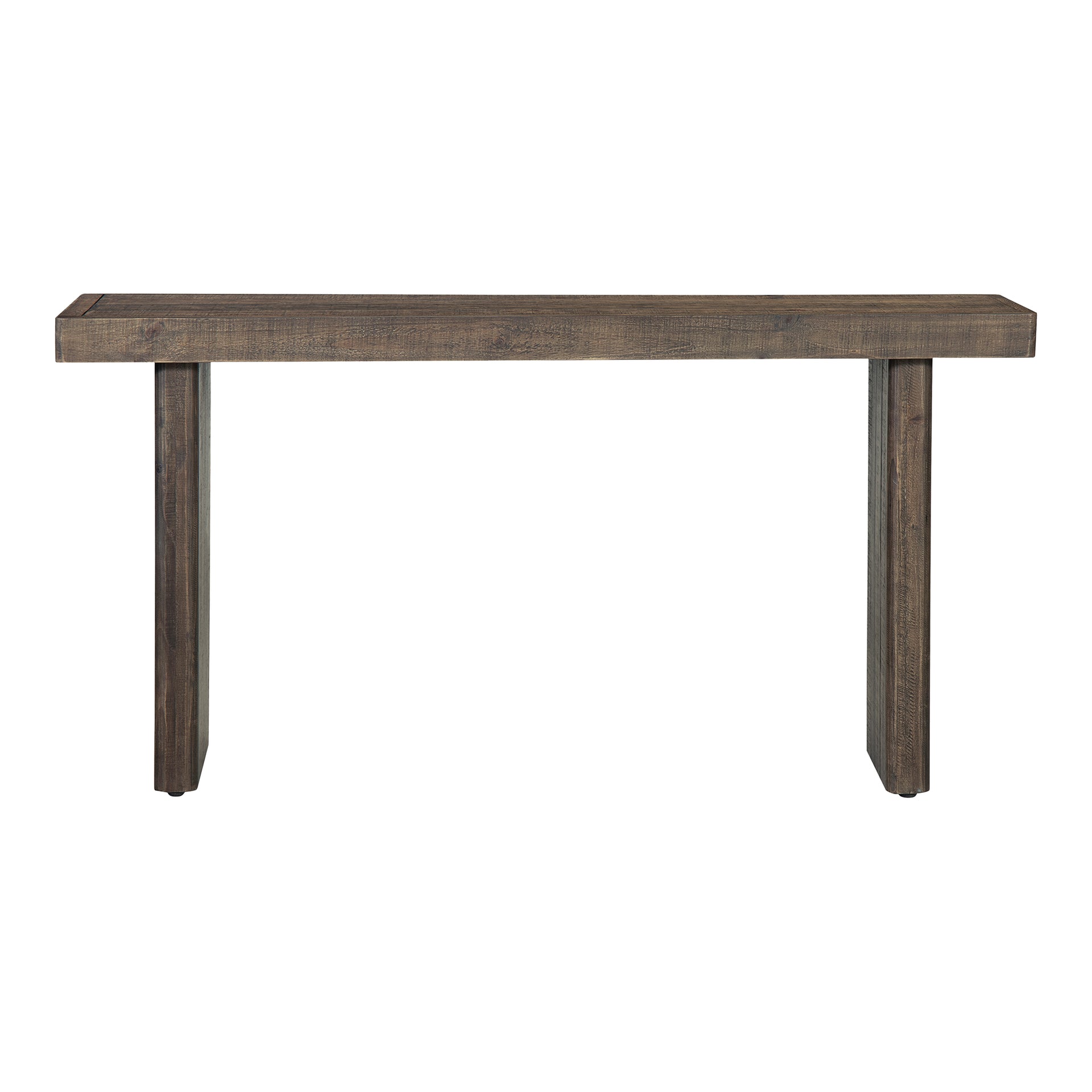 Brannon Console Table, Solid Pinewood, Matte Driftwood Finish, Aged Brown