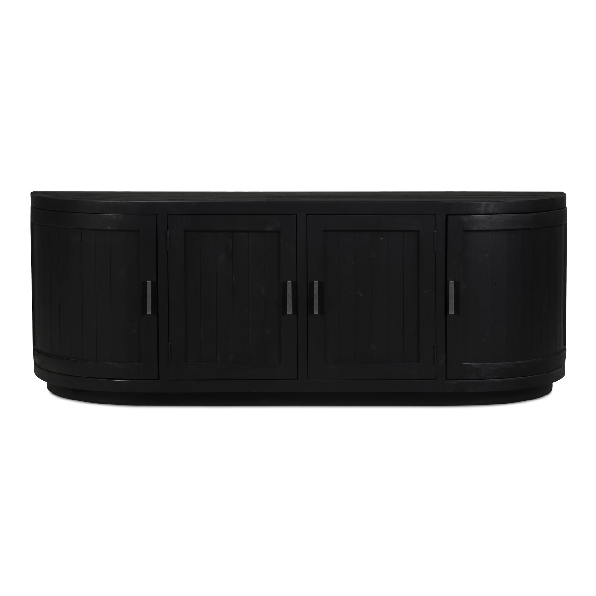 Cameron Media Cabinet, Rustic Freeform with Curved Doors, Reclaimed Pine and Plywood, Black