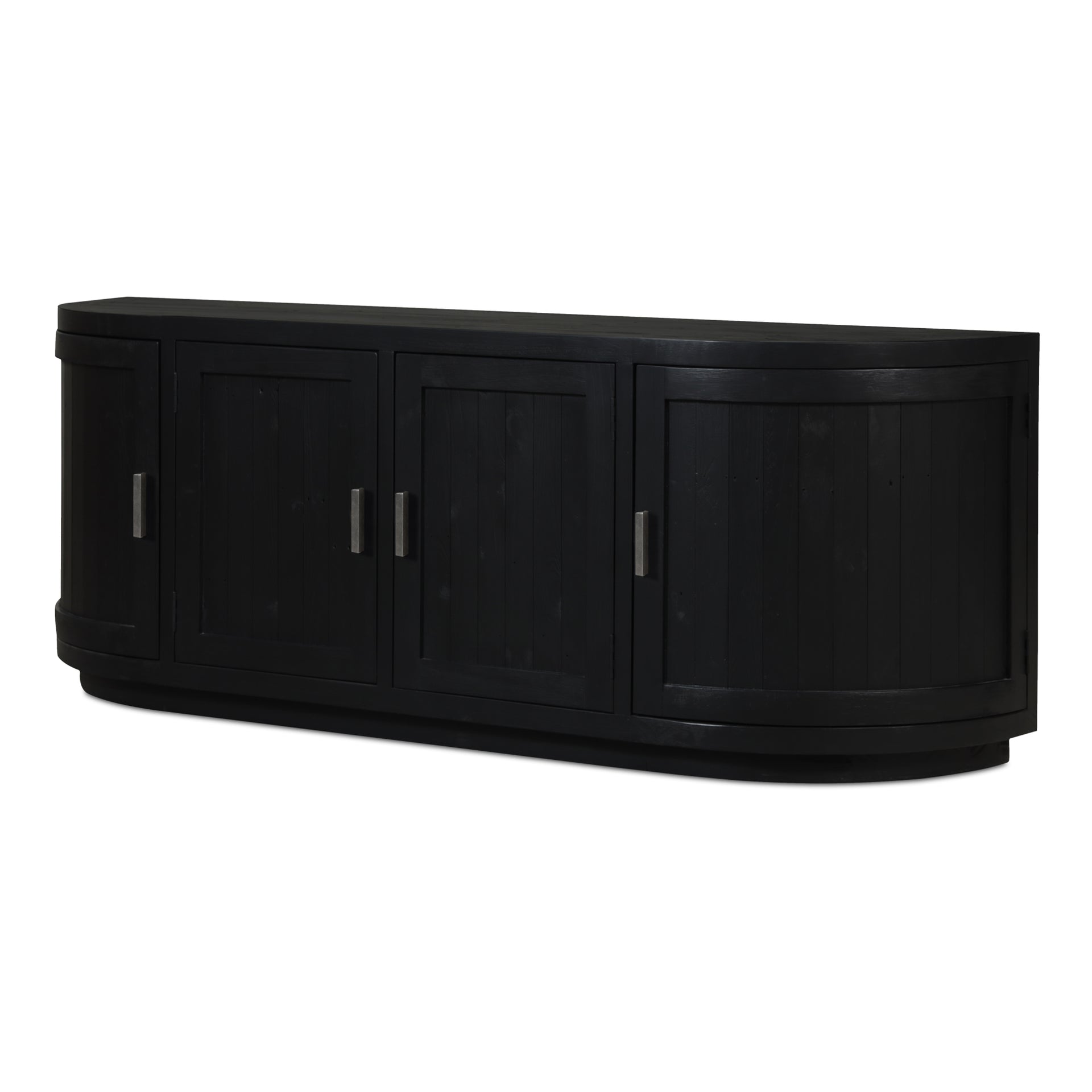 Cameron Media Cabinet, Rustic Freeform with Curved Doors, Reclaimed Pine and Plywood, Black