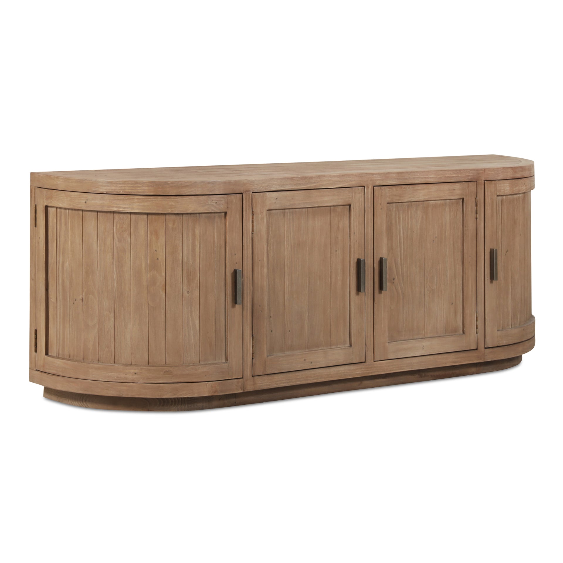 Cameron Media Cabinet, Rustic Freeform with Curved Doors, Reclaimed Pine and Plywood, Brown